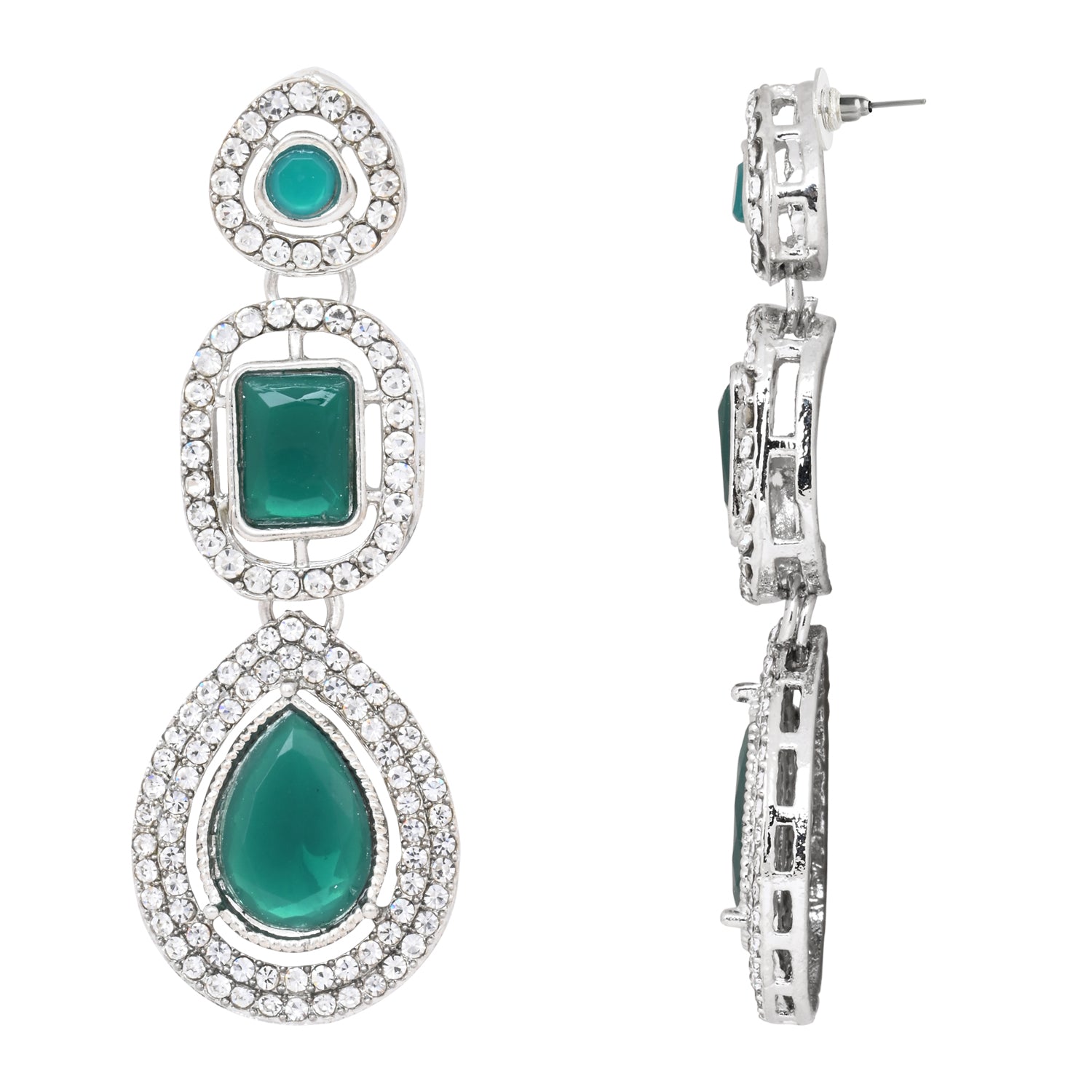 Bhumi Silver Green Necklace set