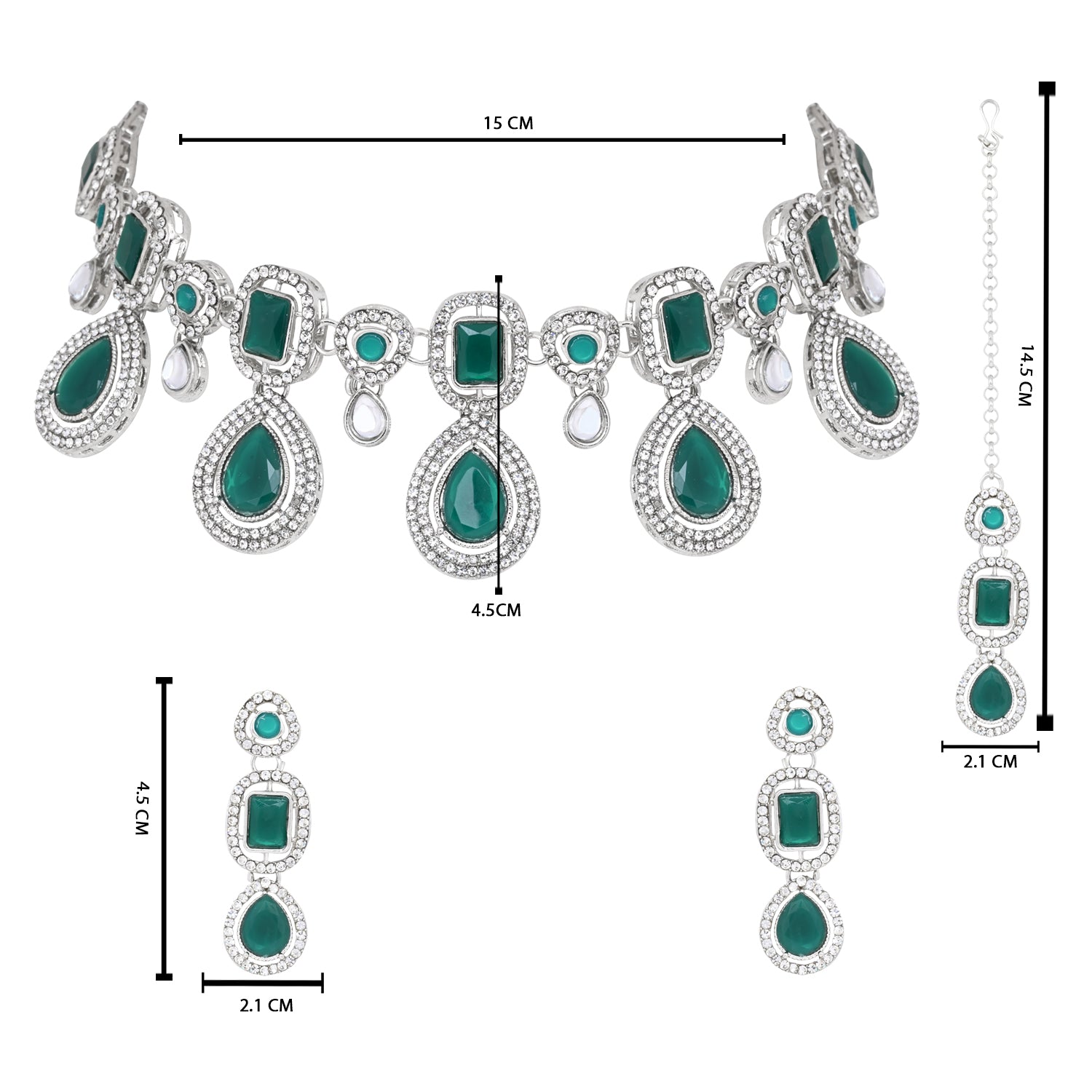 Bhumi Silver Green Necklace set