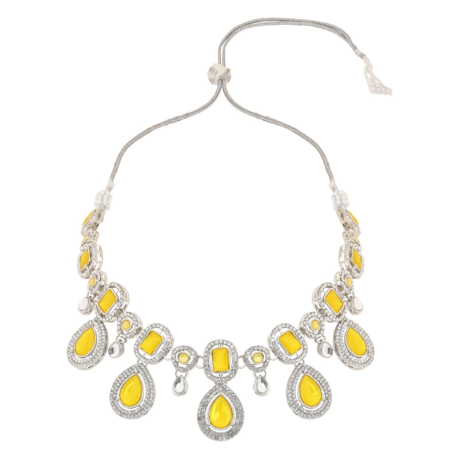 Bhumi Silver Yellow Necklace set