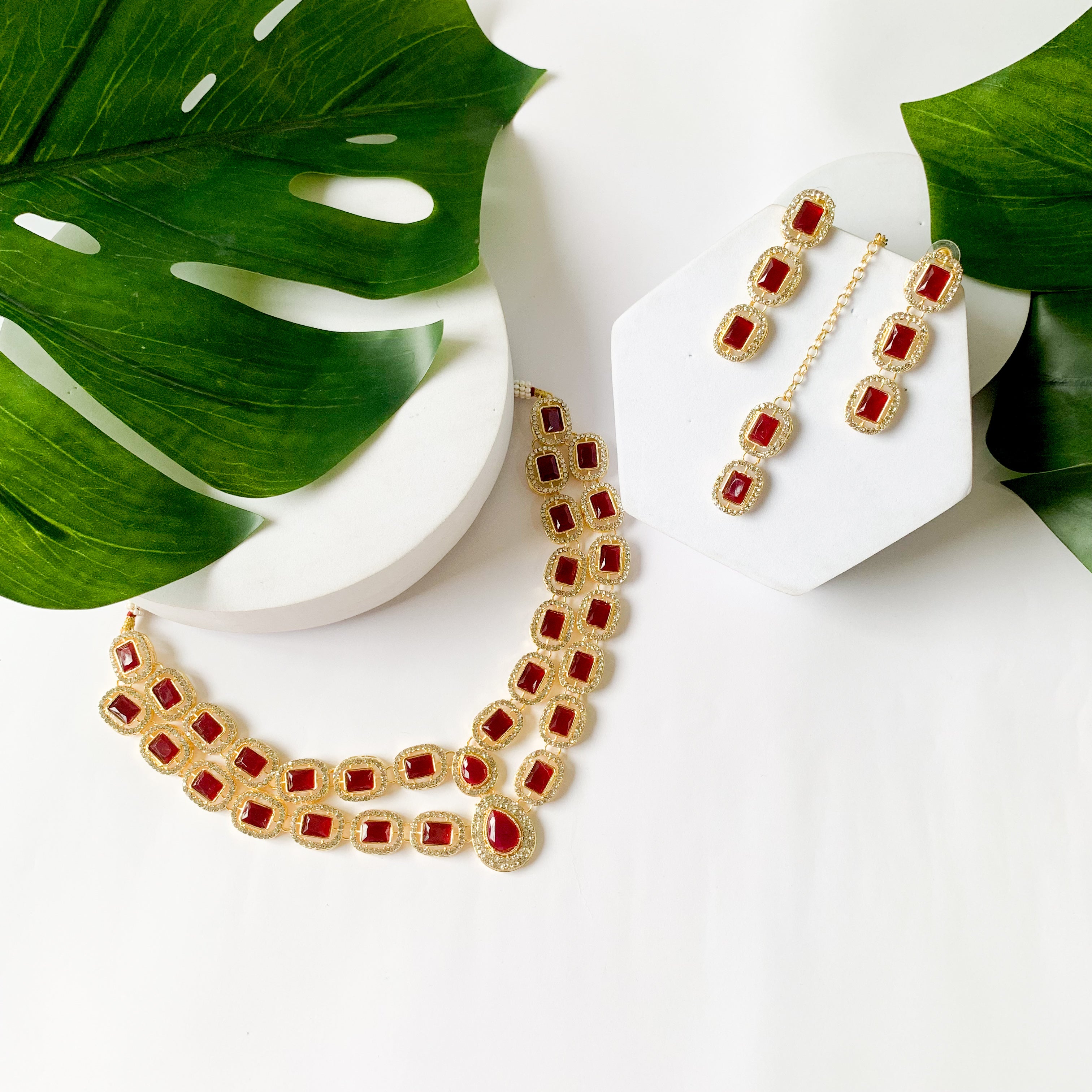Parineeti Maroon Necklace set