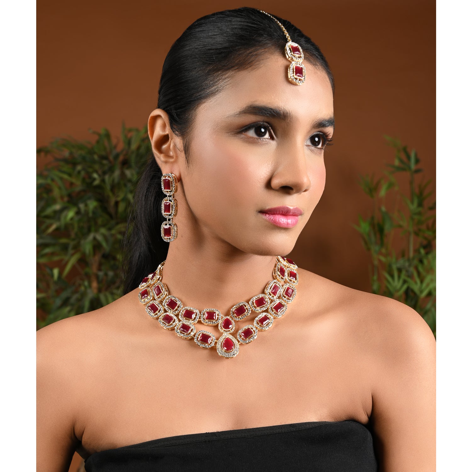 Parineeti Maroon Necklace set