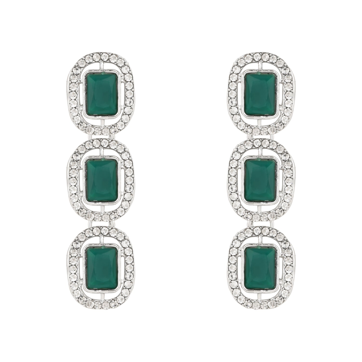 Parineeti Rhodium Emerald Necklace set