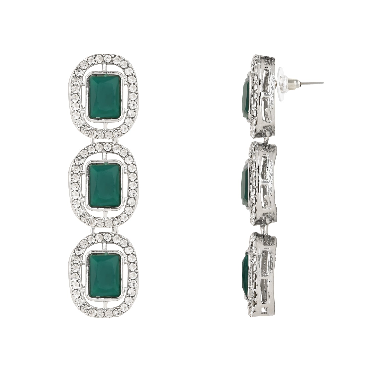 Parineeti Rhodium Emerald Necklace set