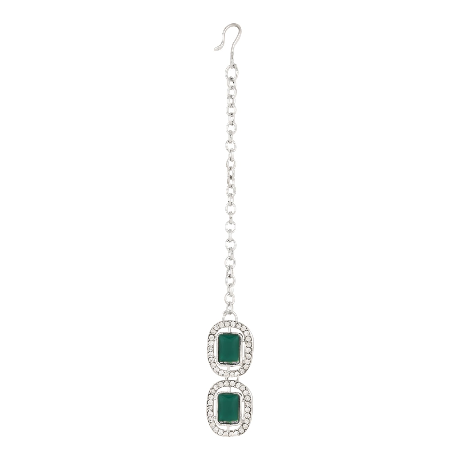 Parineeti Rhodium Emerald Necklace set