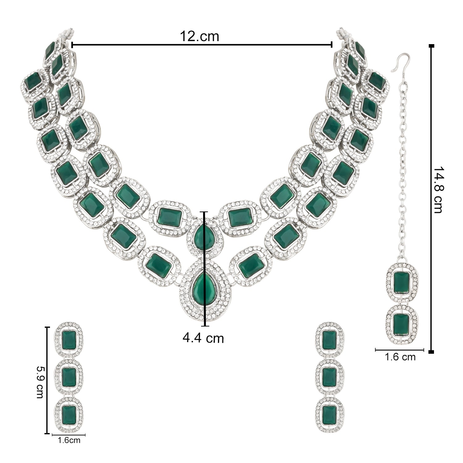 Parineeti Rhodium Emerald Necklace set