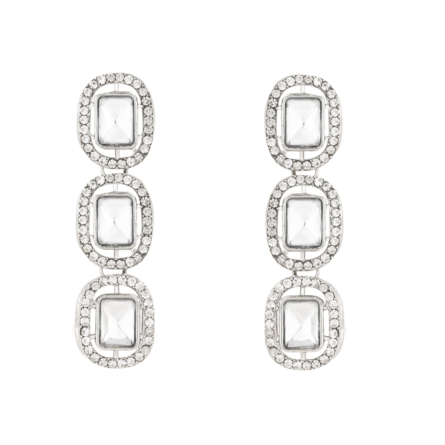 Parineeti Rhodium White Necklace set