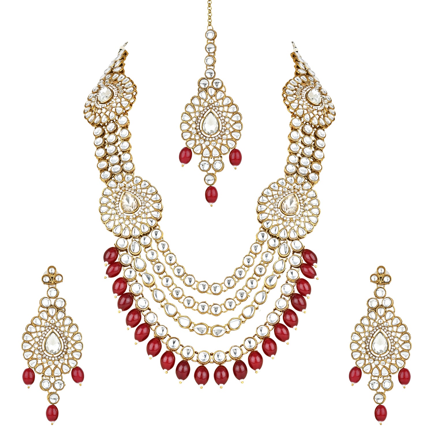 Mounika Maroon Necklace Set