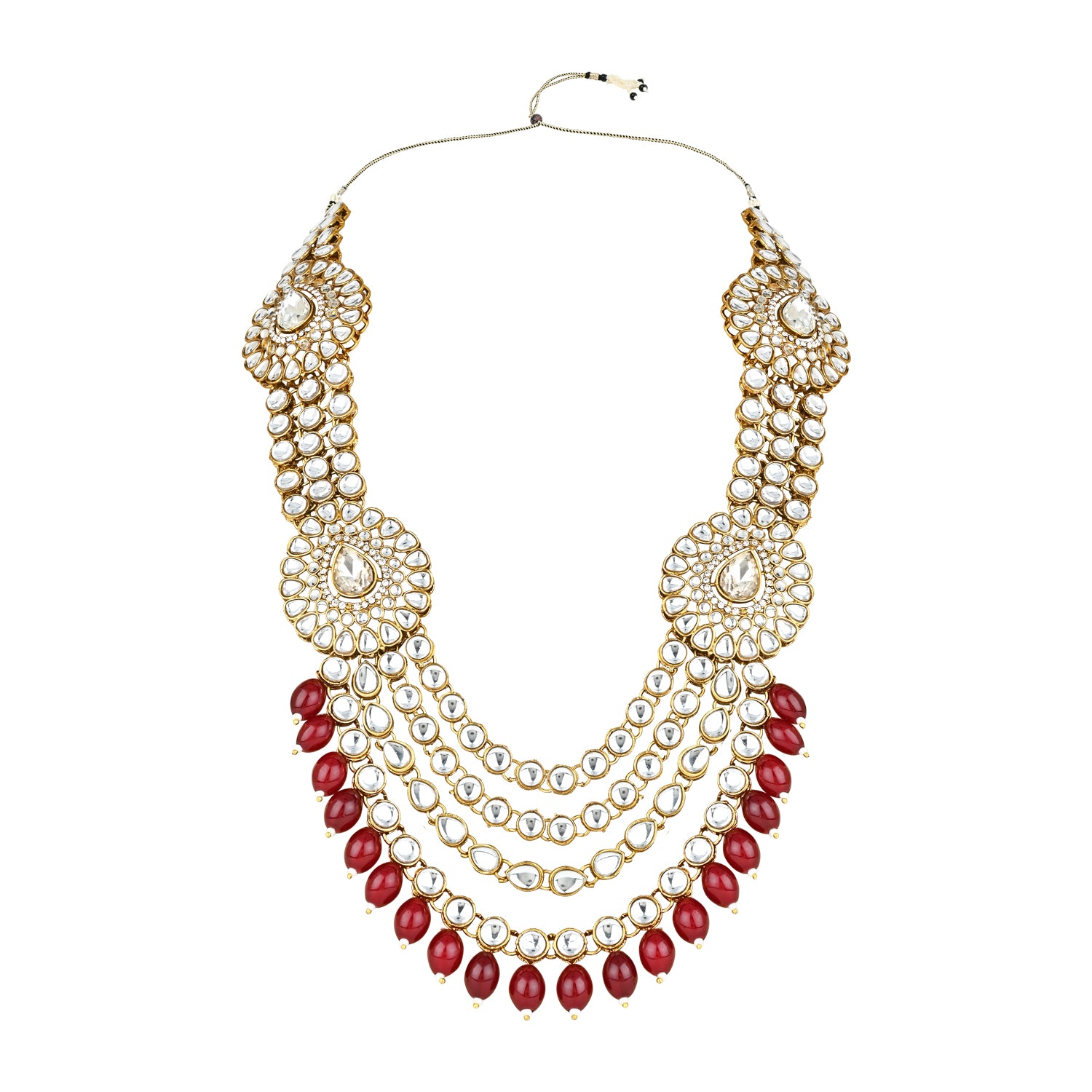 Mounika Maroon Necklace Set