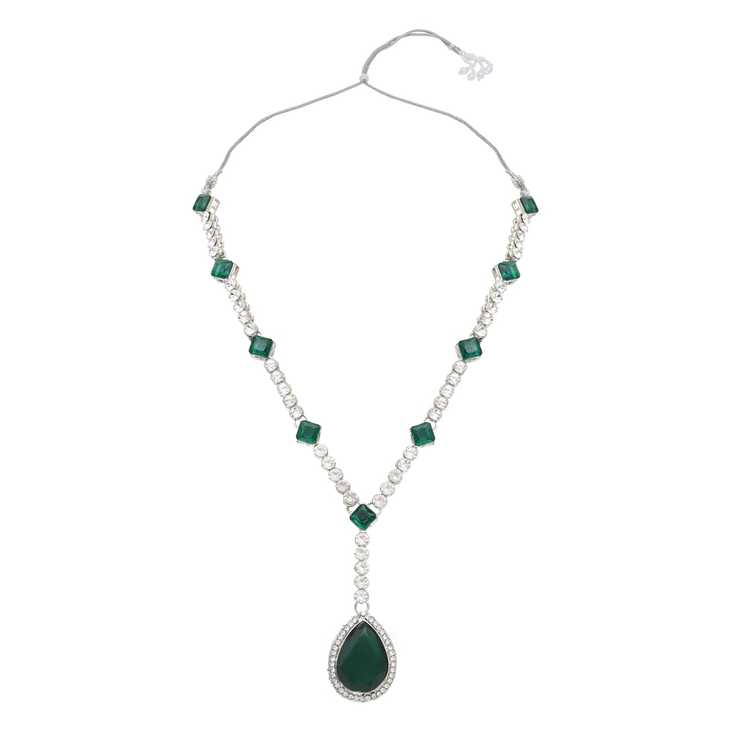 Rivisha Silver Green Necklace Set