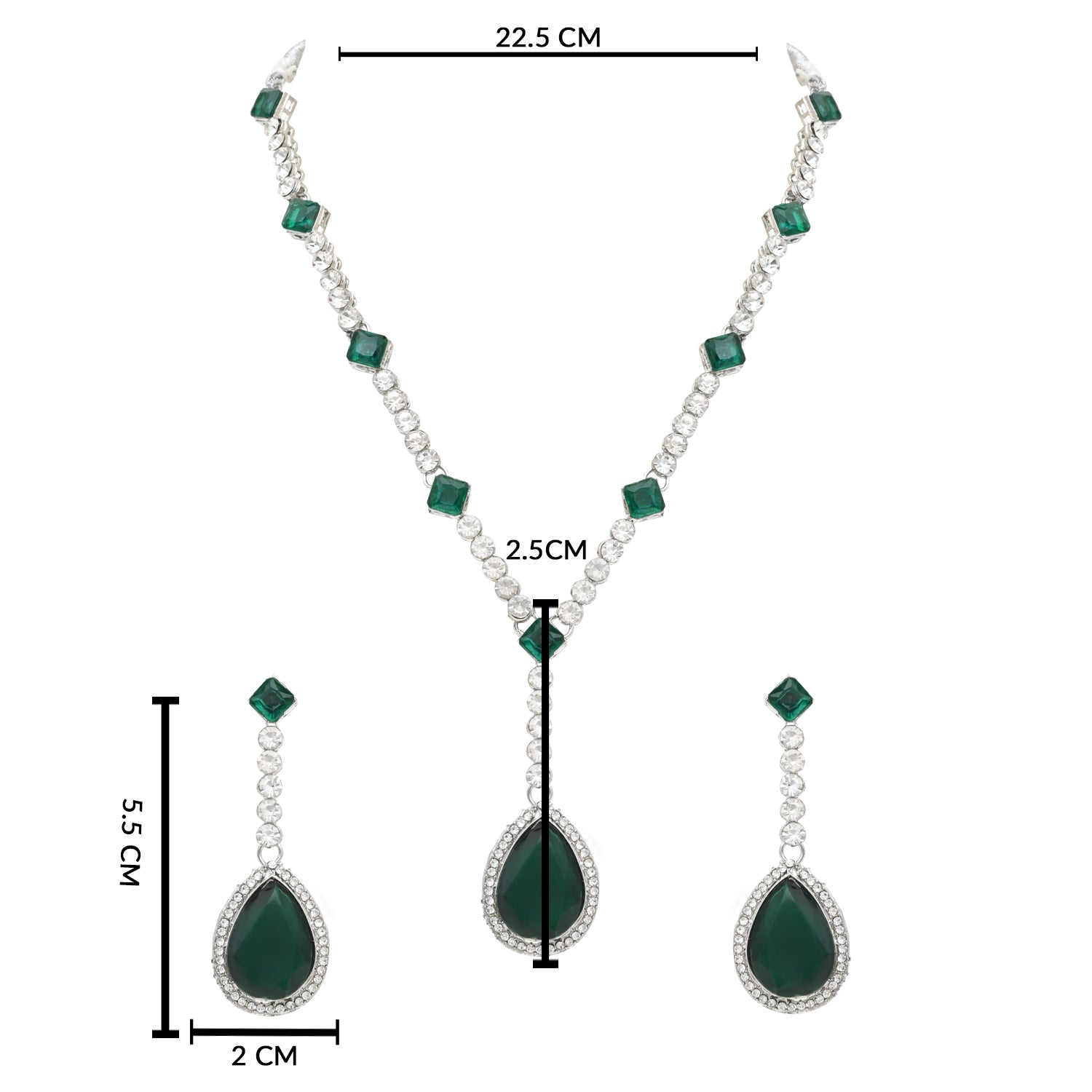 Rivisha Silver Green Necklace Set