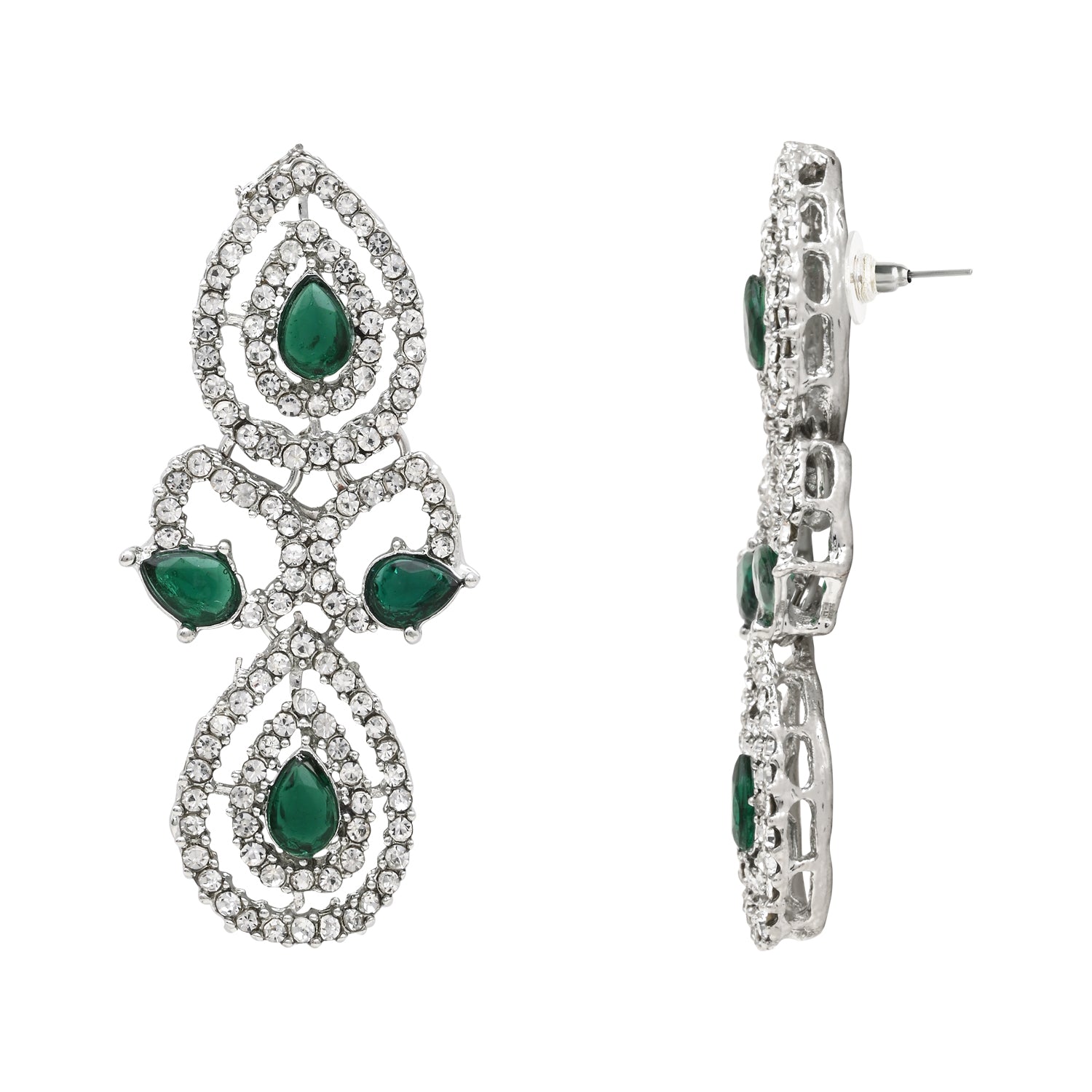 Avnaya Silver Green Necklace Set