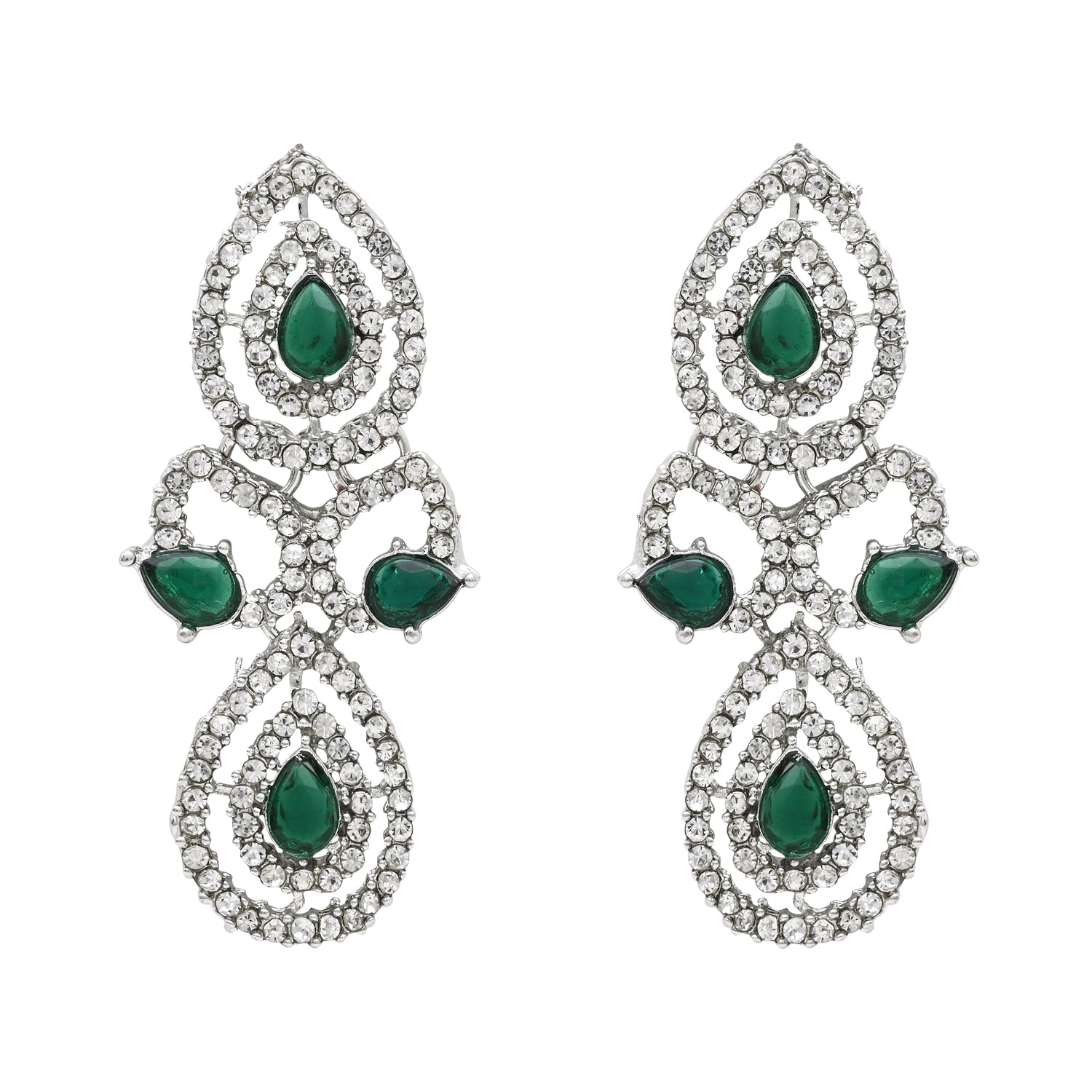 Avnaya Silver Green Necklace Set