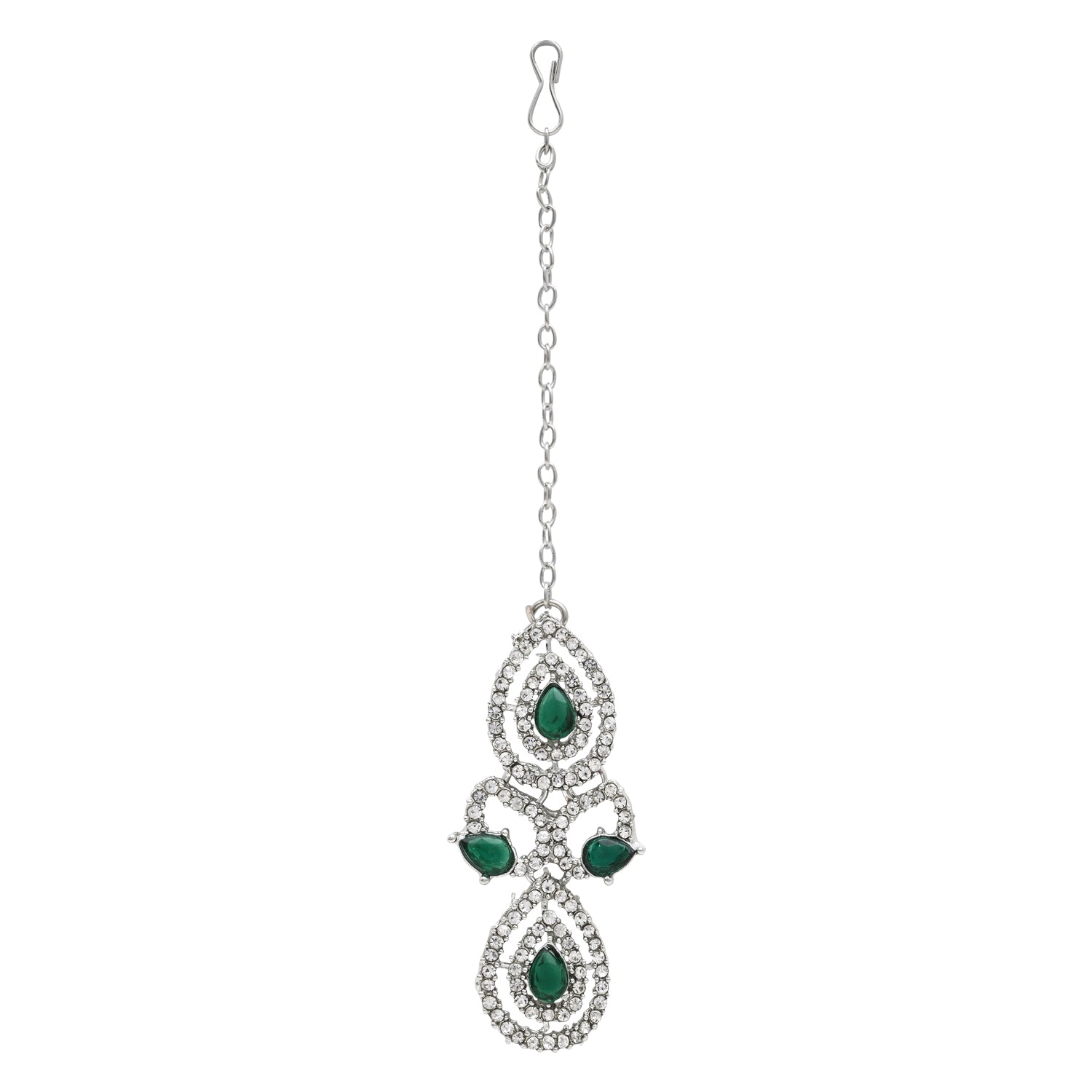 Avnaya Silver Green Necklace Set