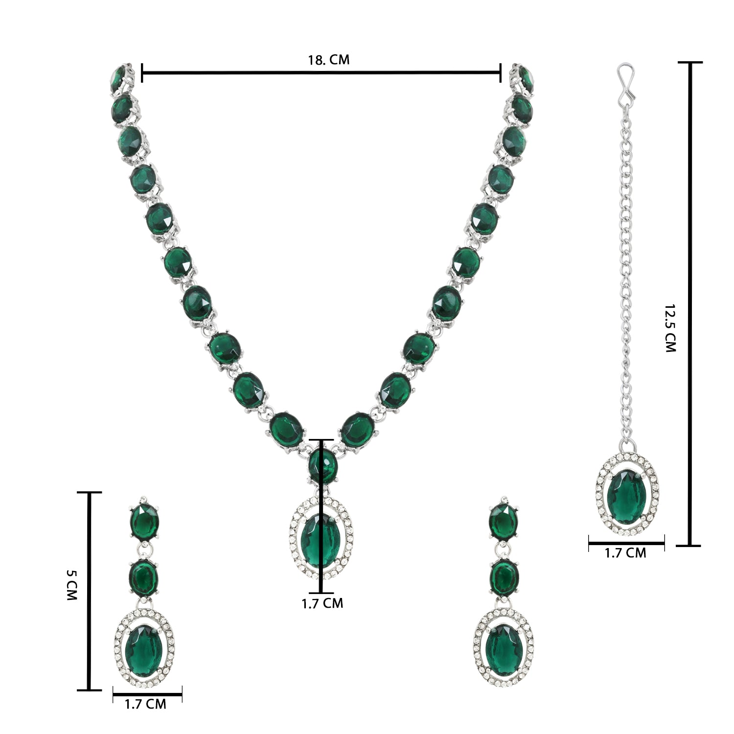 Neyara Silver Green Necklace Set