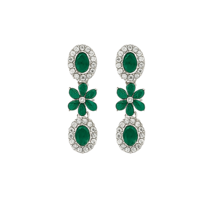 Rishwika Silver Green Necklace Set
