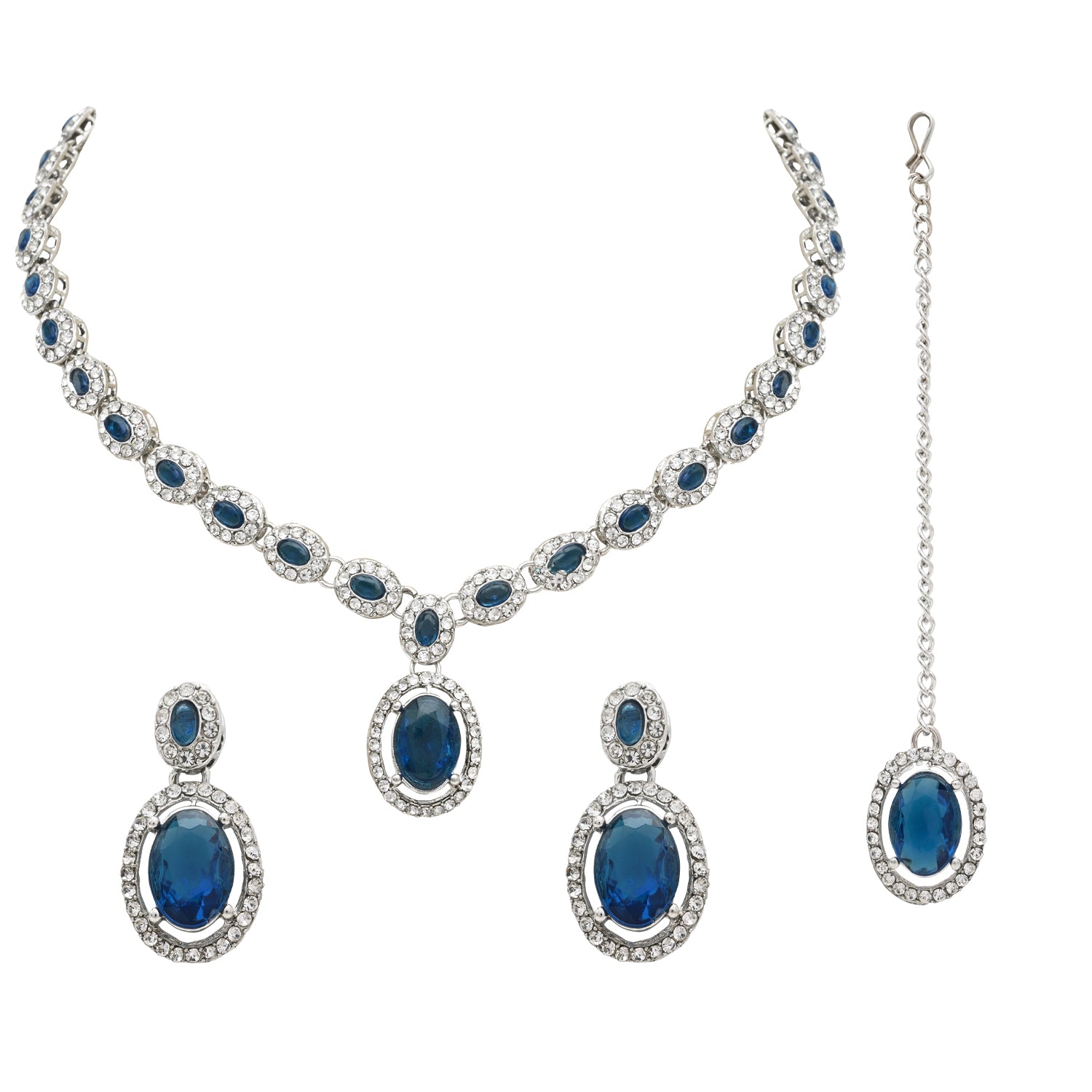 Zeyana Silver Montana Necklace Set