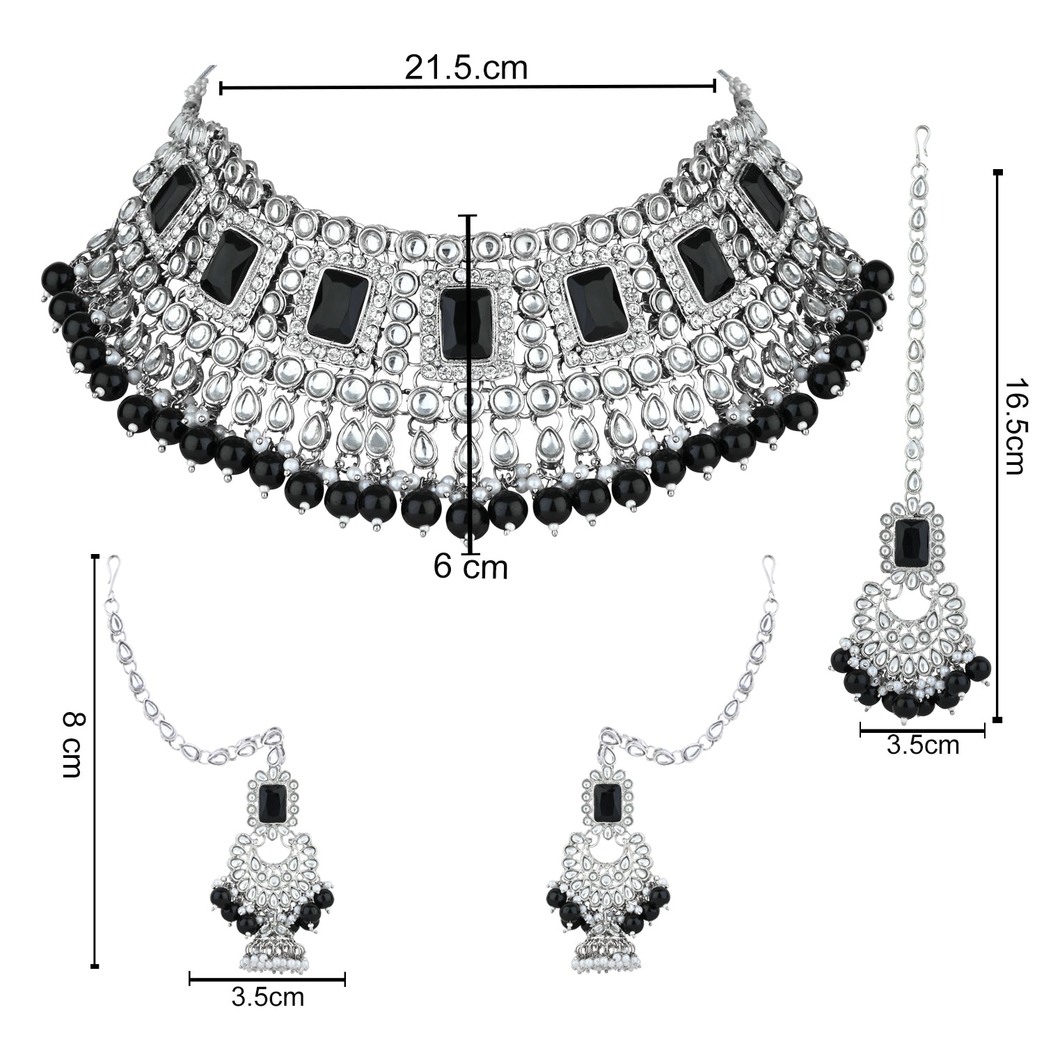 Anshika Silver Black Choker Set