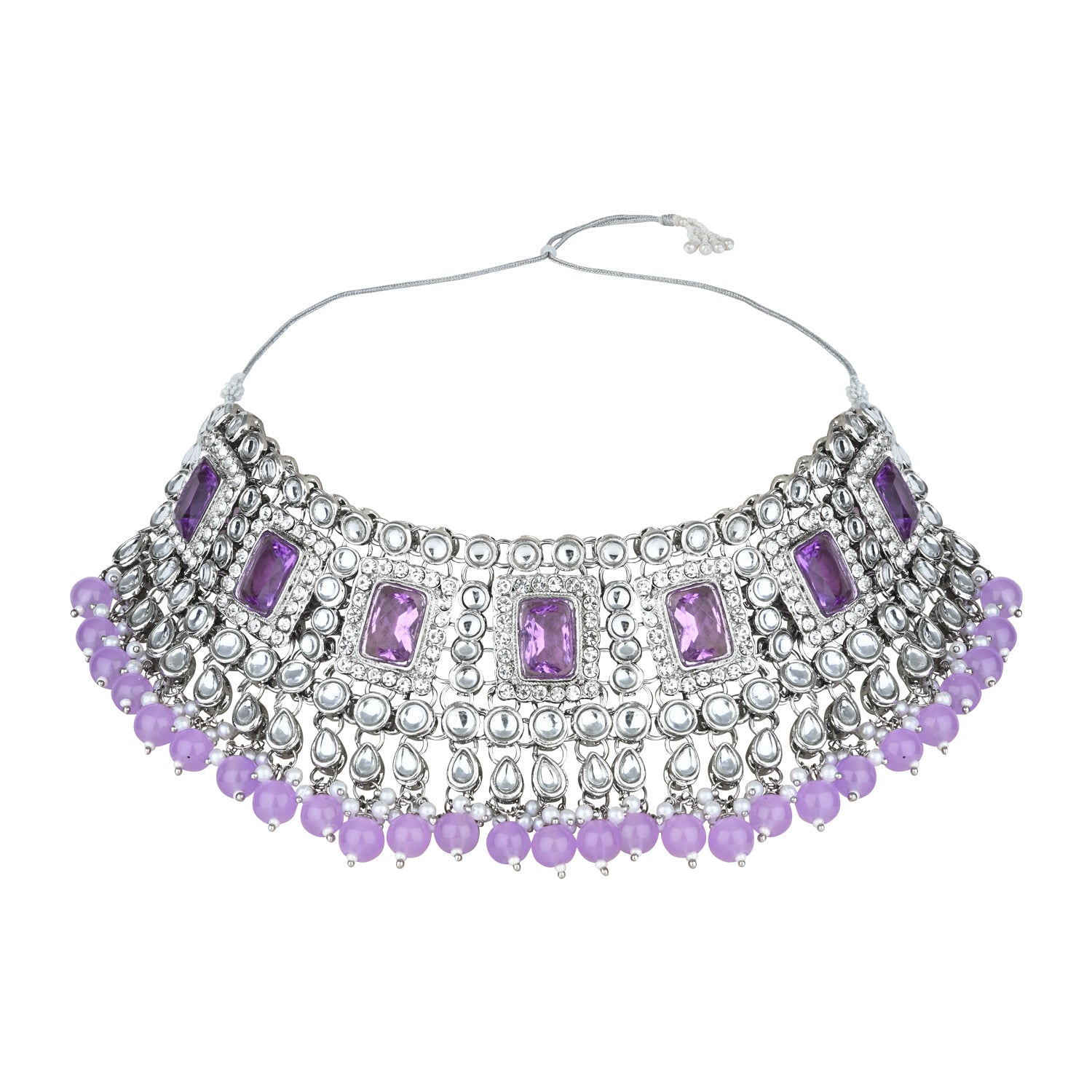 Anshika Silver Purple Choker Set