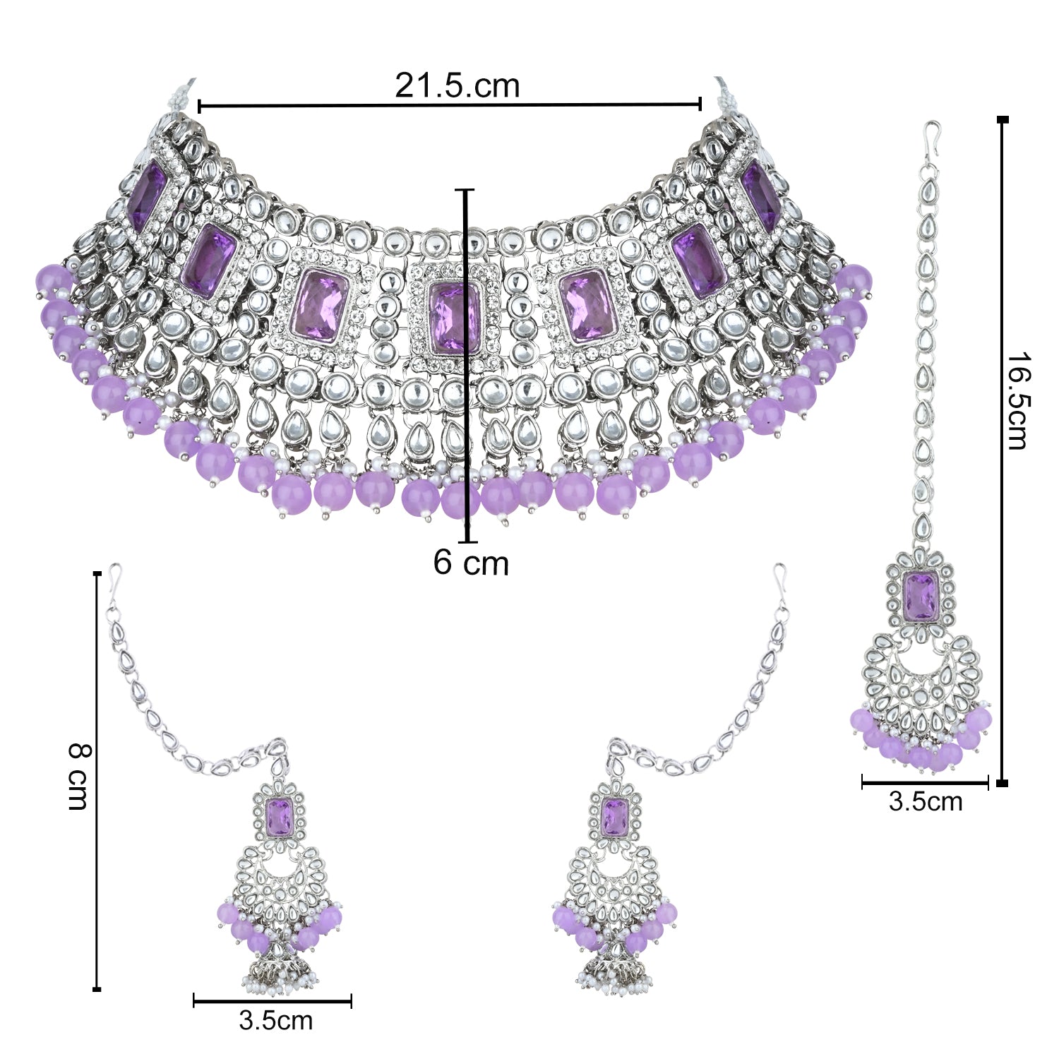 Anshika Silver Purple Choker Set