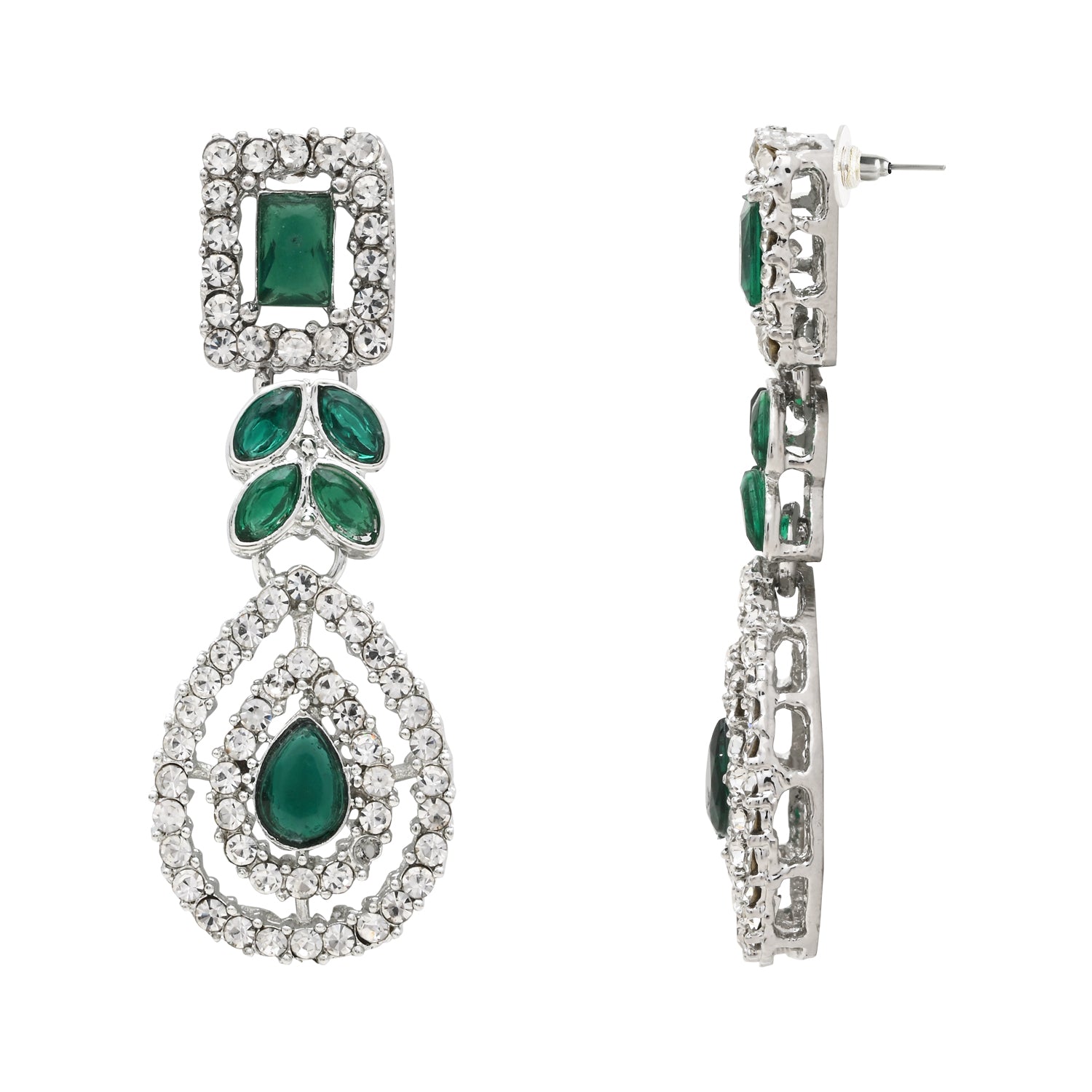 Kivisha Silver Green Necklace Set