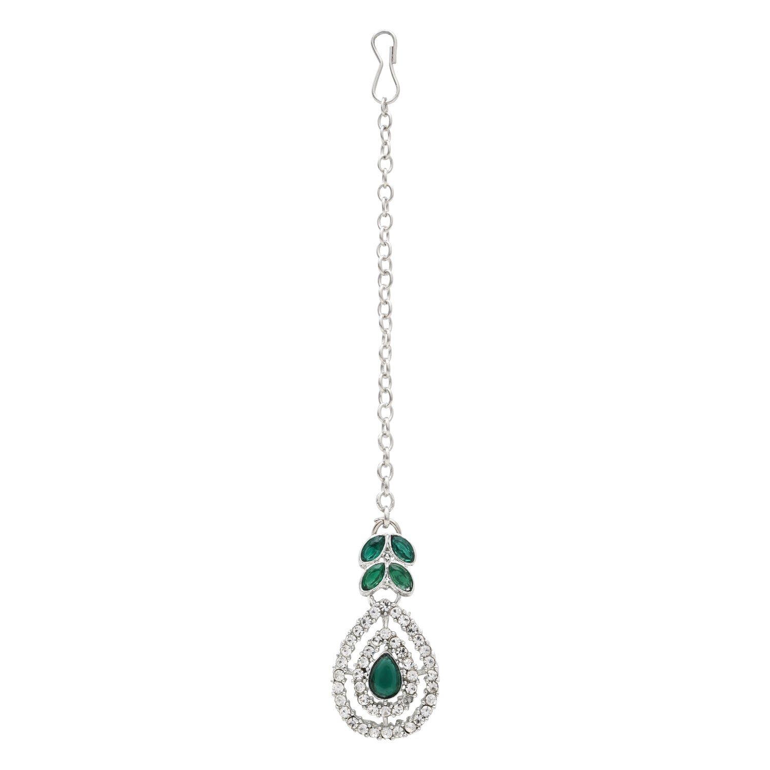 Kivisha Silver Green Necklace Set
