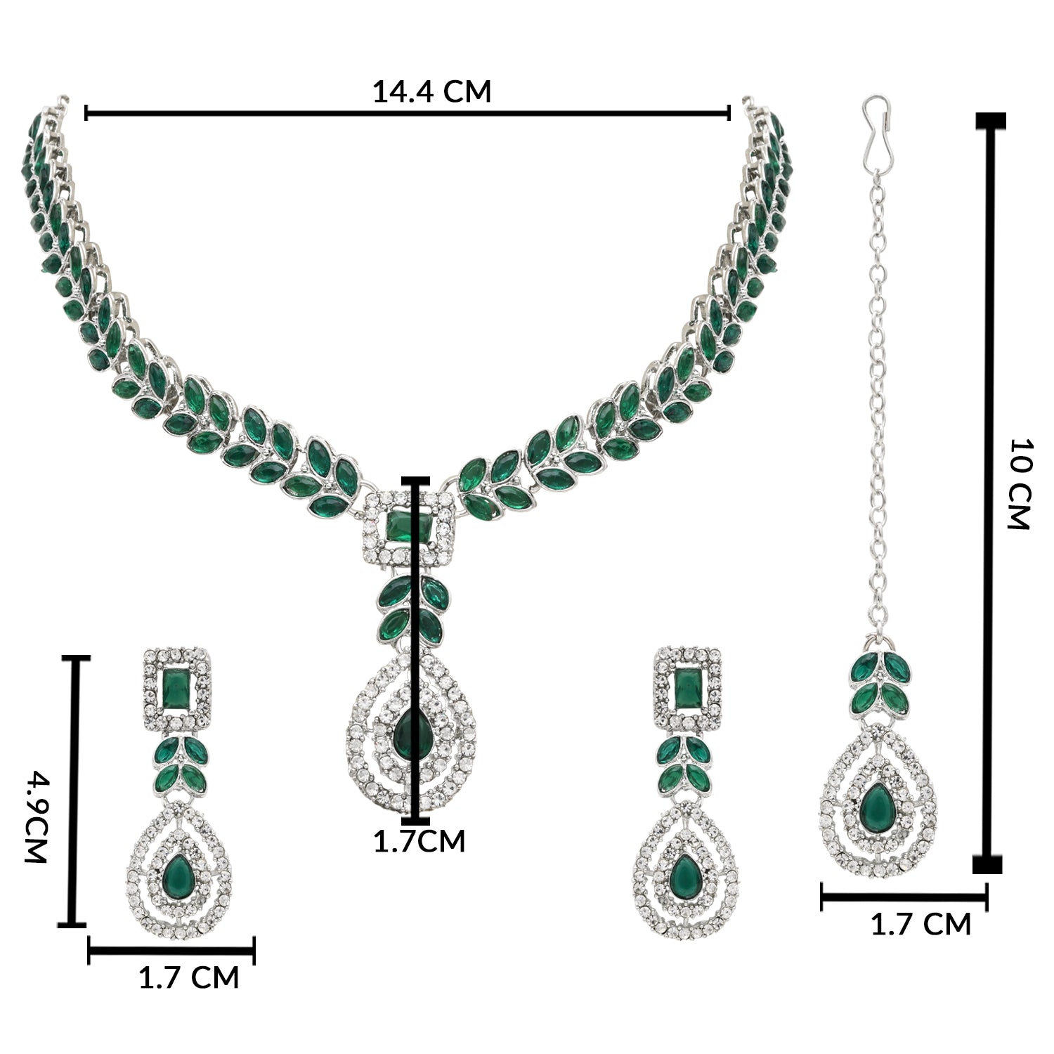 Kivisha Silver Green Necklace Set