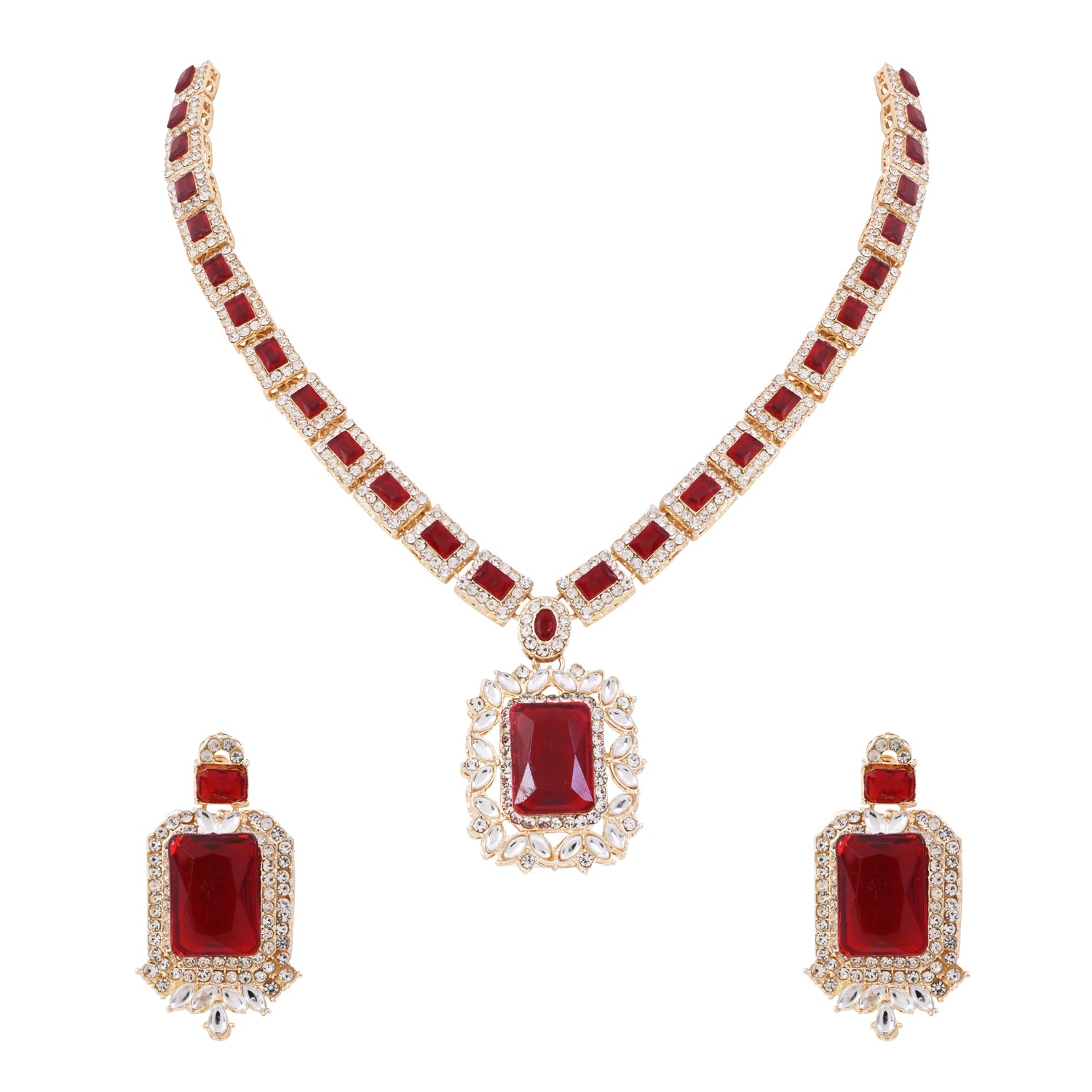 Vrinaya Maroon Necklace Set