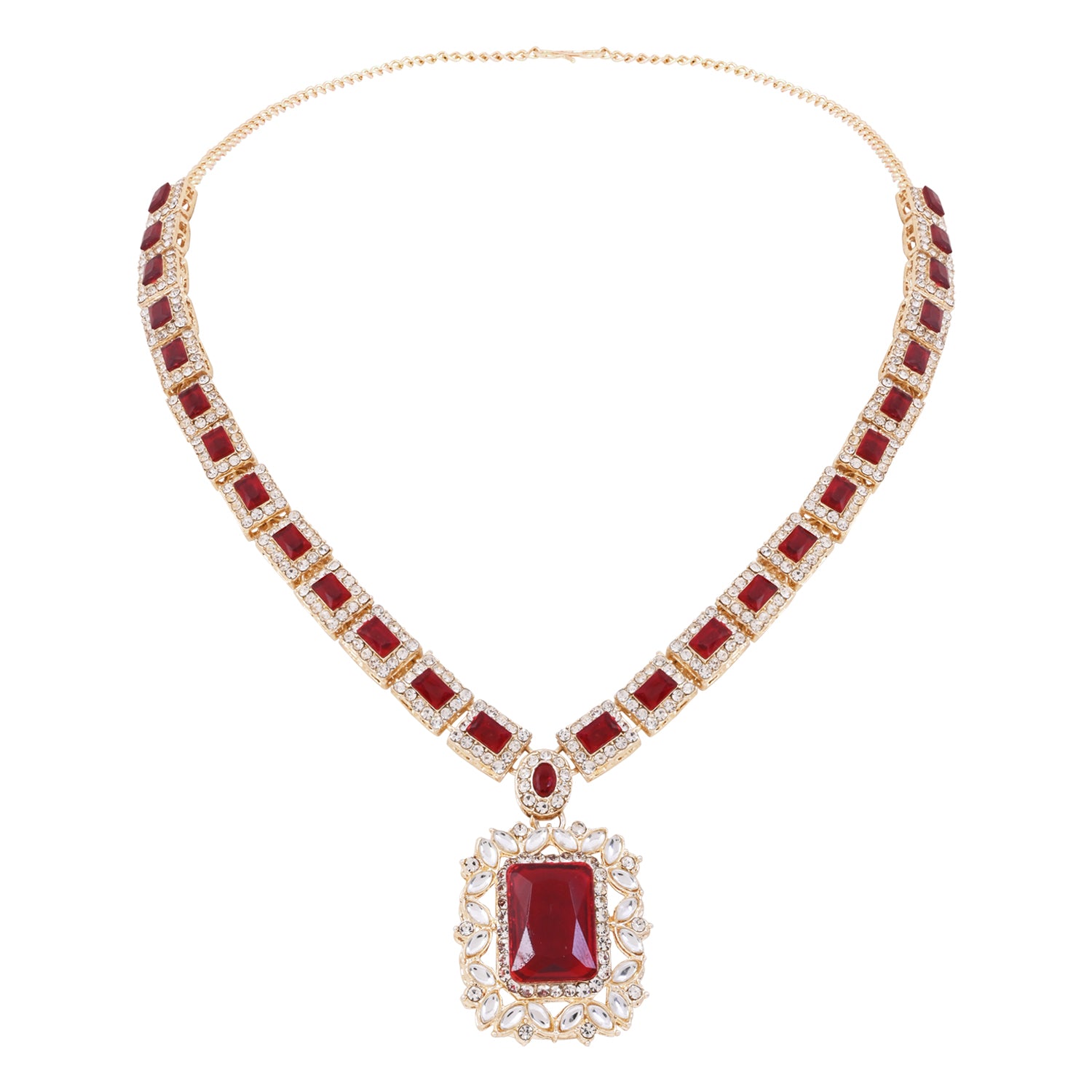 Vrinaya Maroon Necklace Set