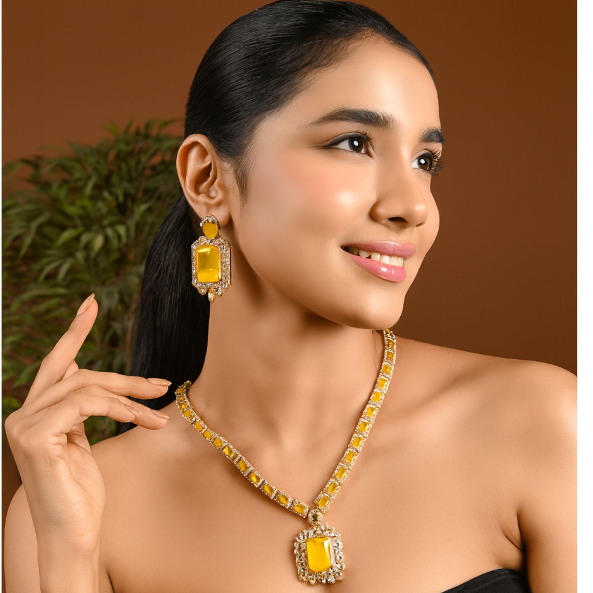 Vrinaya Yellow Necklace Set