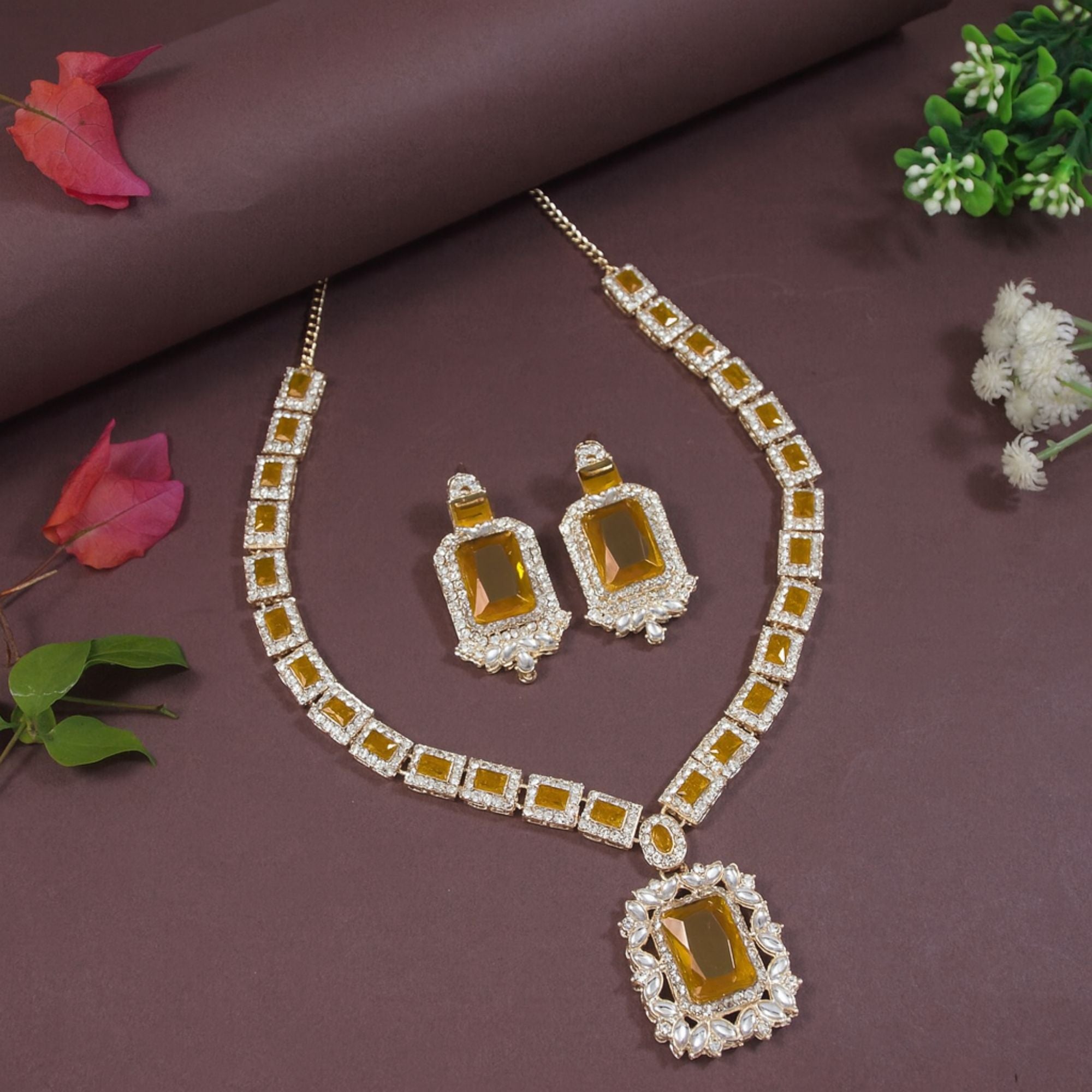 Vrinaya Yellow Necklace Set