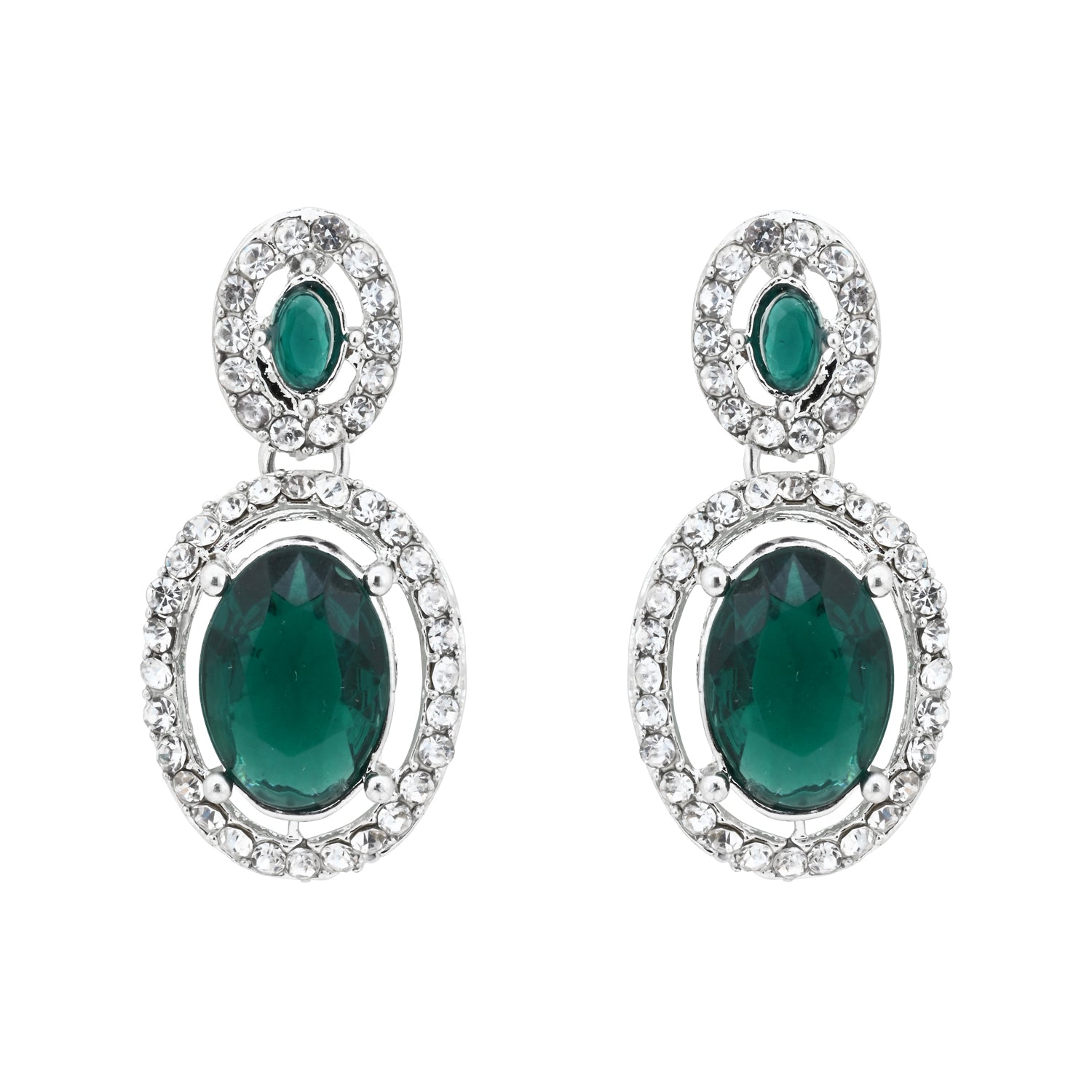 Ziyana Silver Green Necklace Set