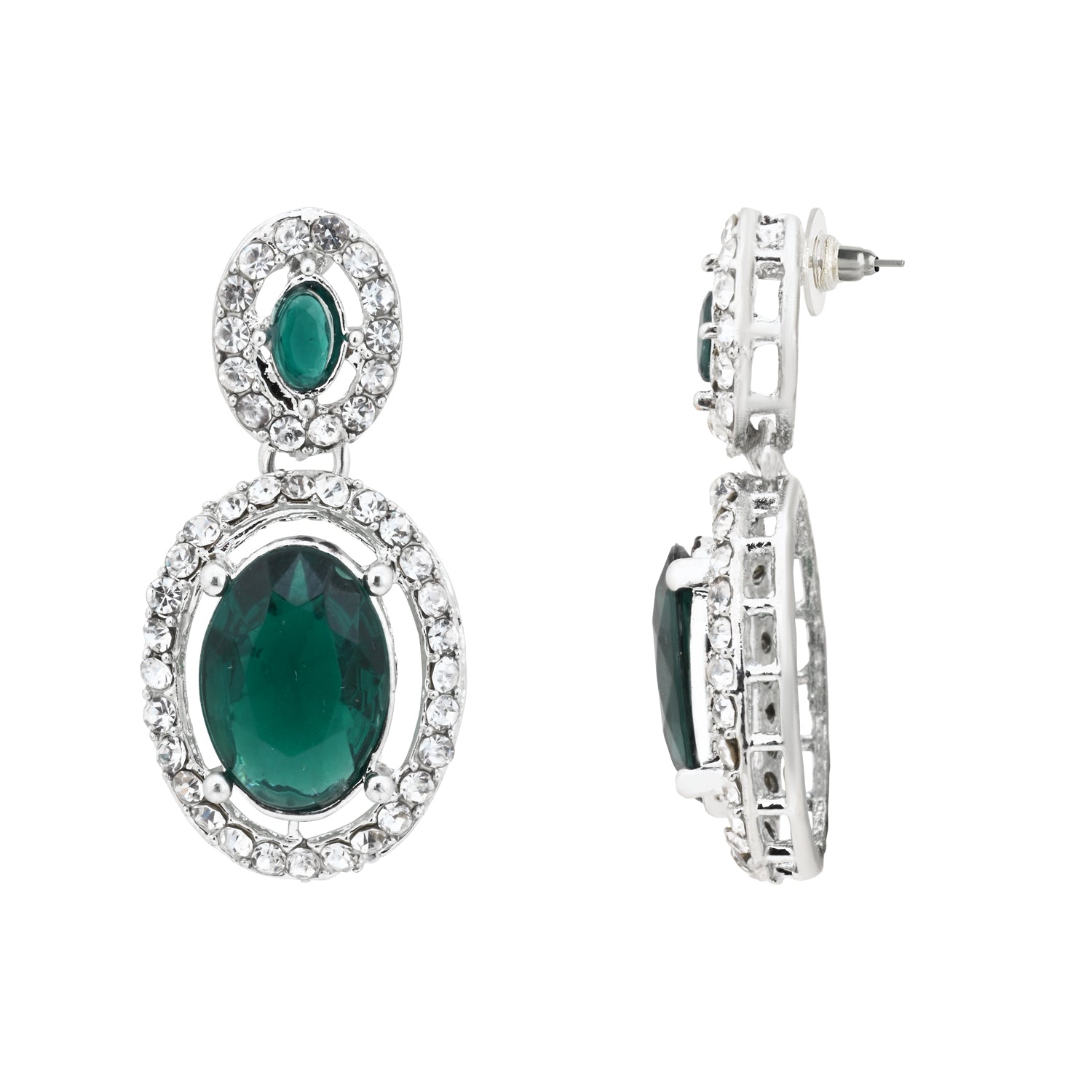 Ziyana Silver Green Necklace Set