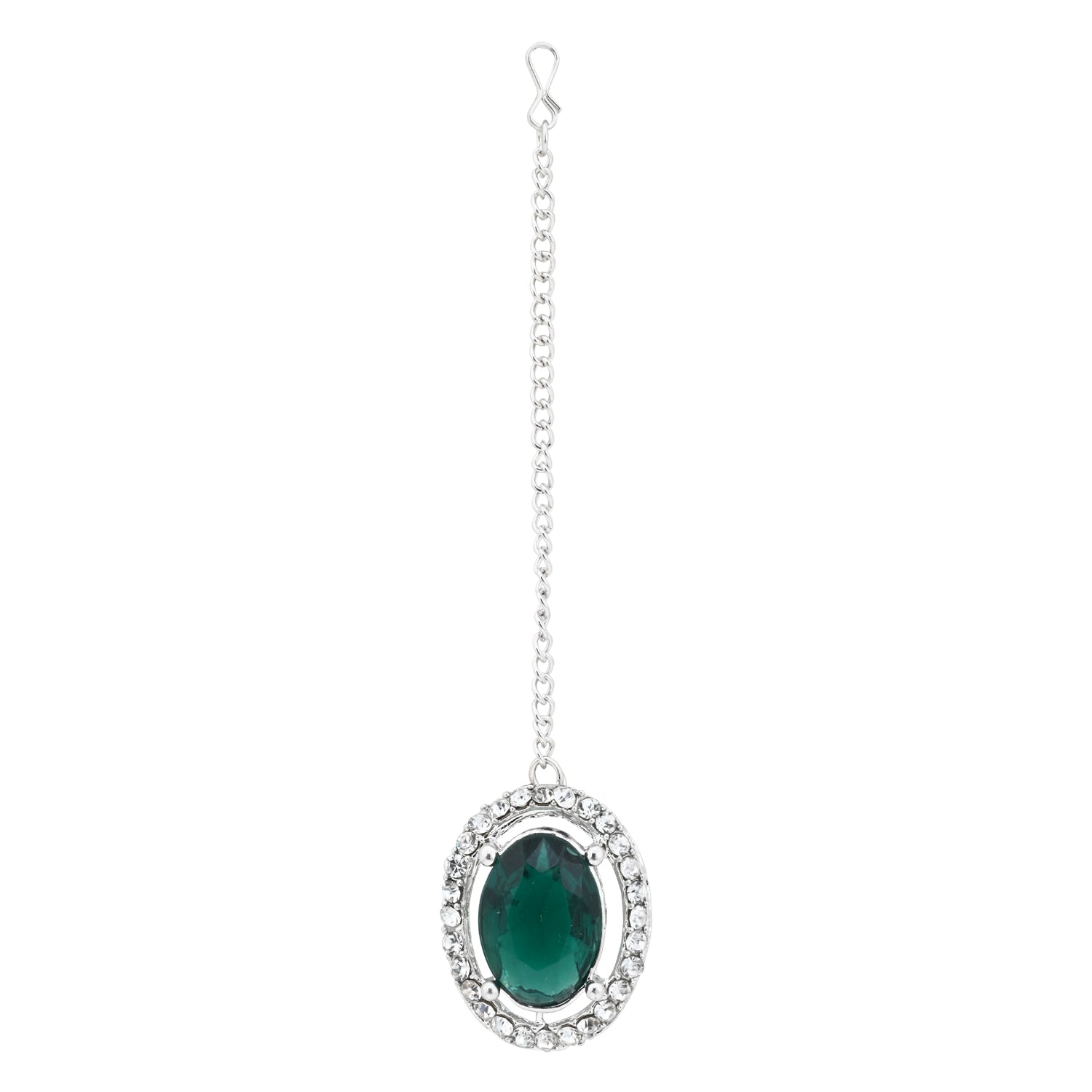 Ziyana Silver Green Necklace Set