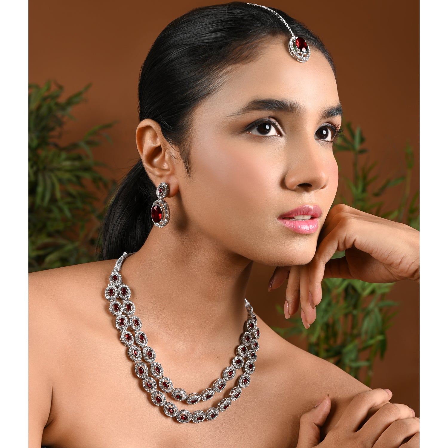 Ziyana Silver Wine Necklace Set