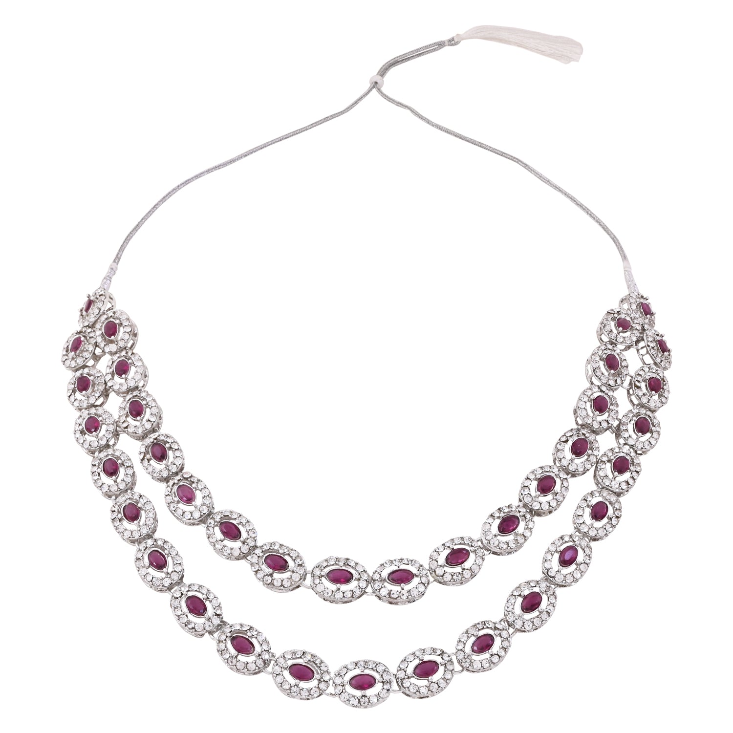 Ziyana Silver Wine Necklace Set