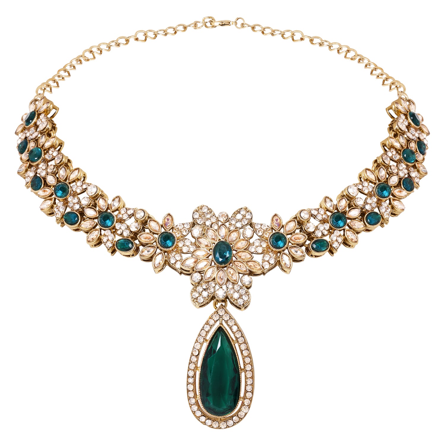 Nyathi -Traditional Green Temple Necklace Set