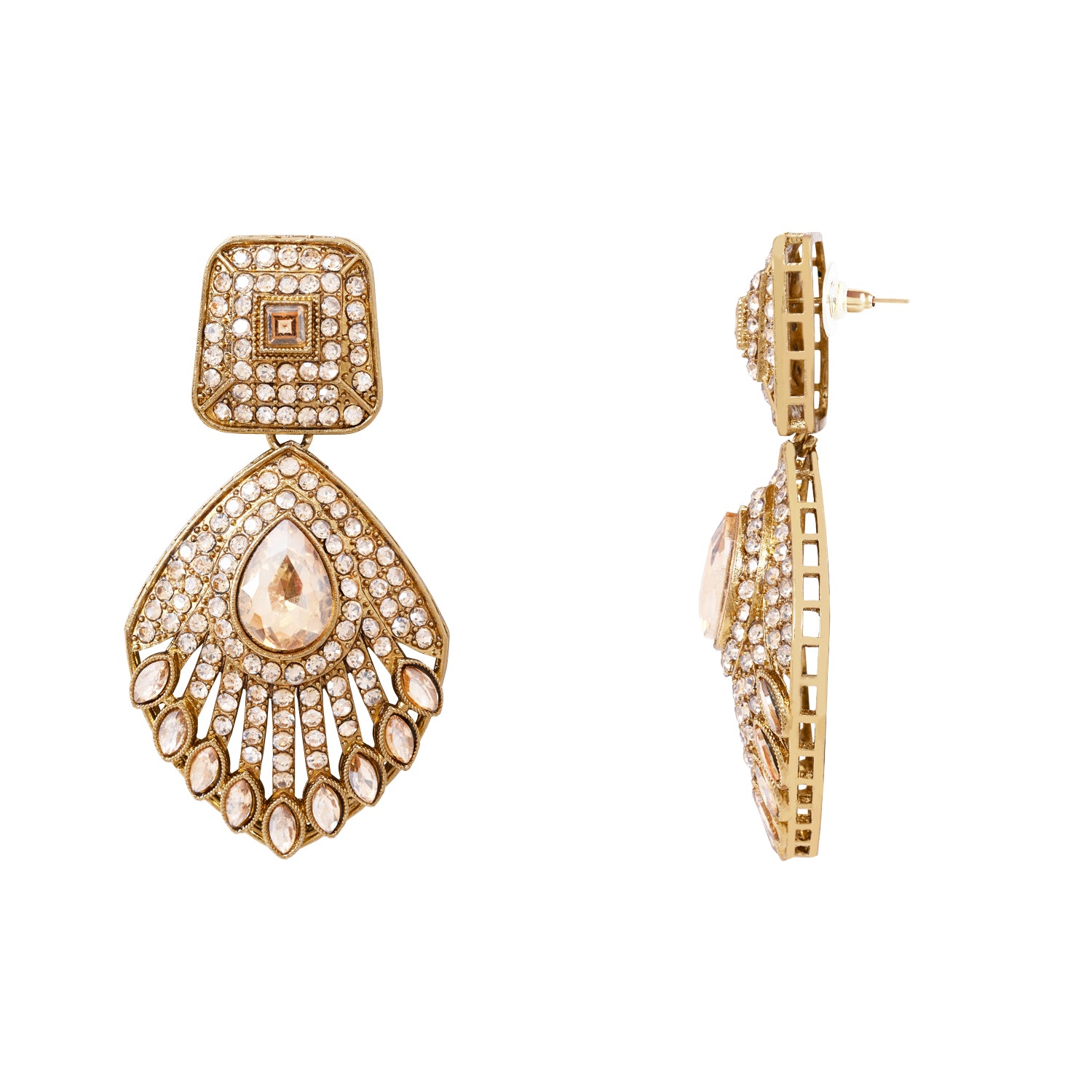 Qiyara - Gold Plated Antique Temple Necklace Set