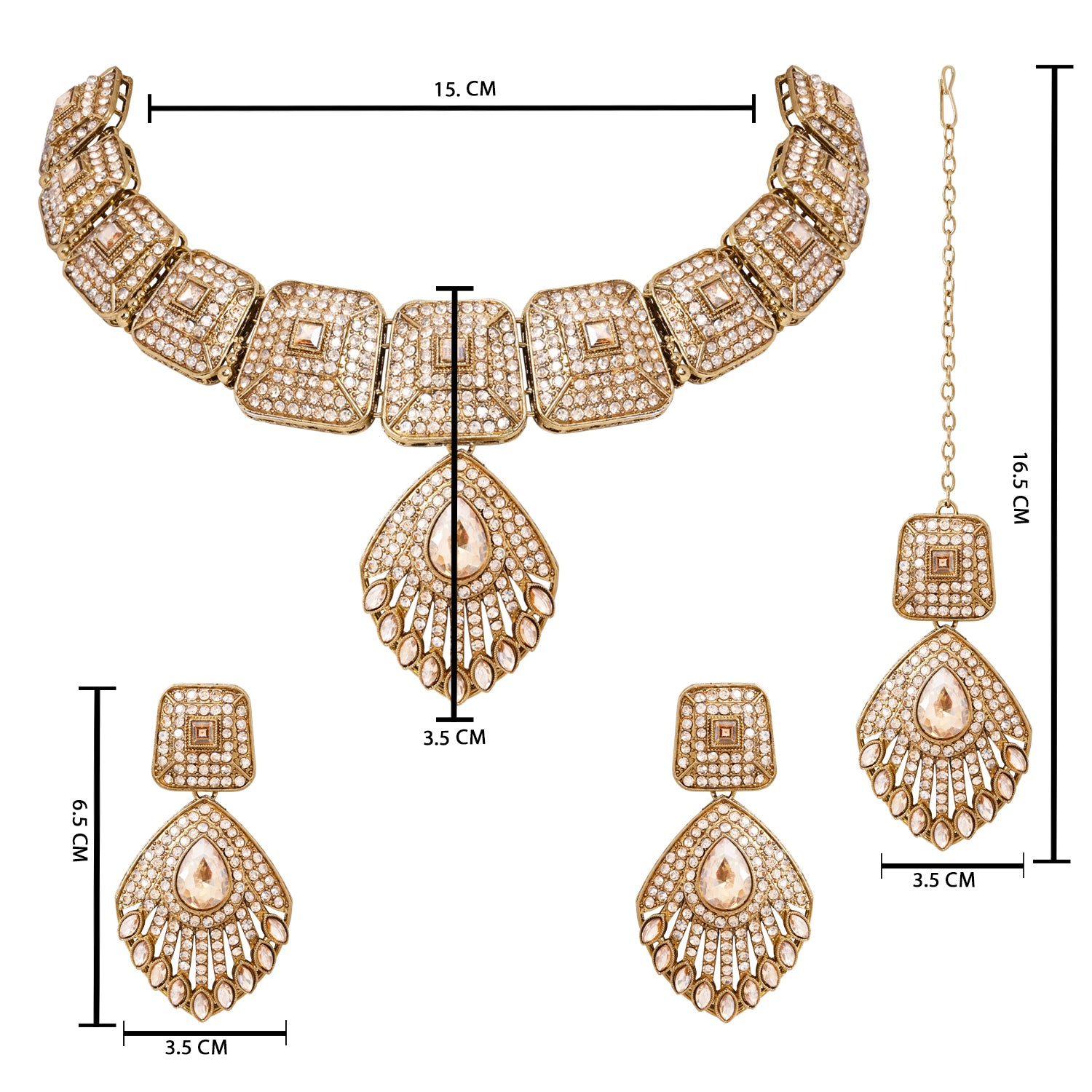 Qiyara - Gold Plated Antique Temple Necklace Set