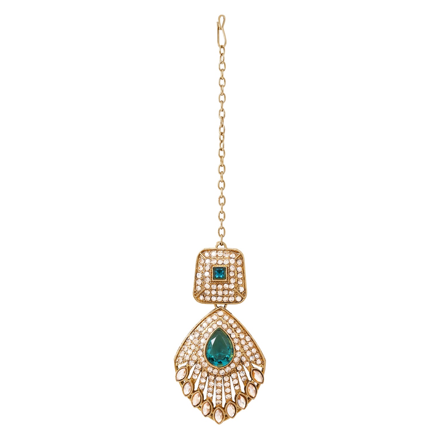 Qiyara - Pure Green Antique Temple Necklace Set