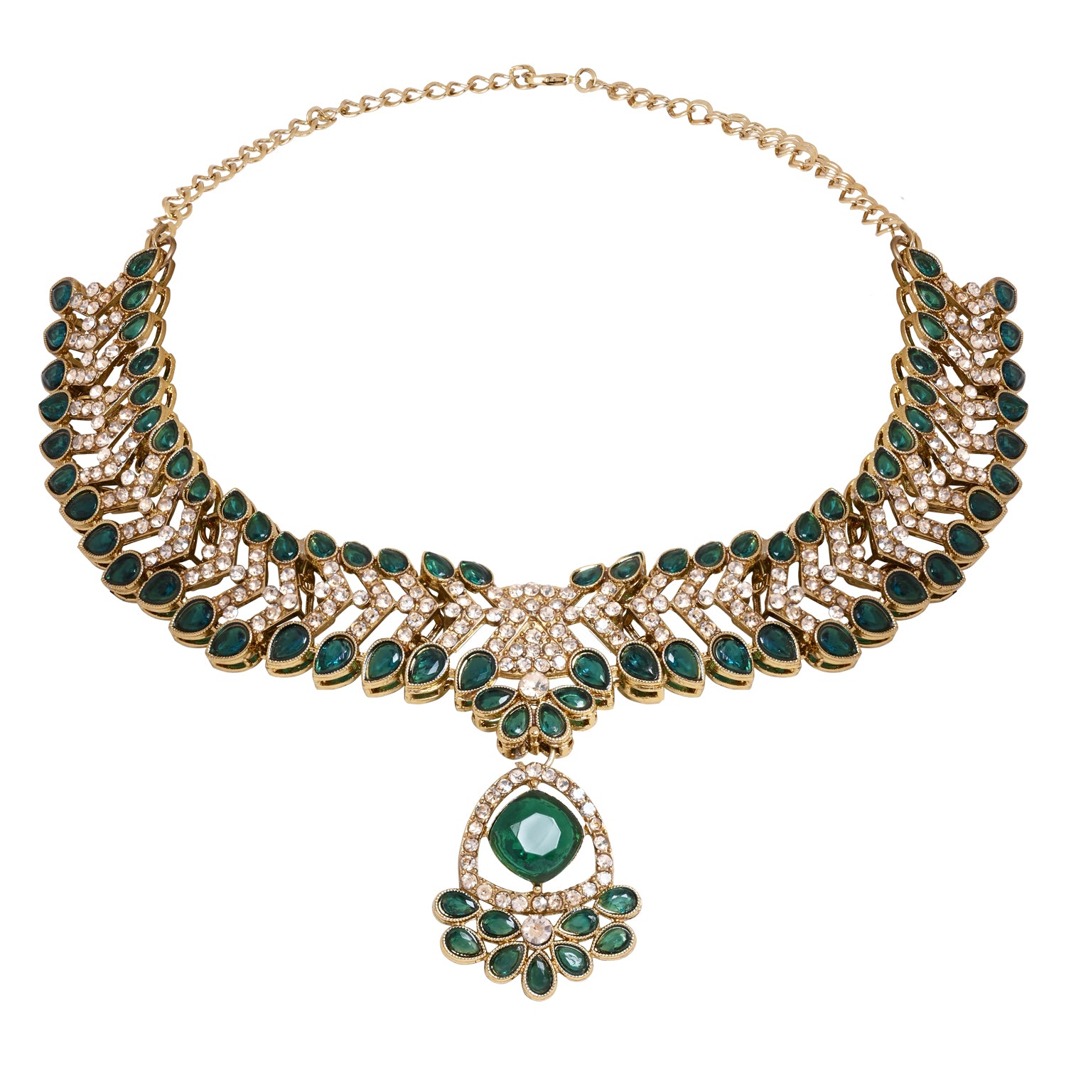 Aryahi - Bold Green Necklace Set