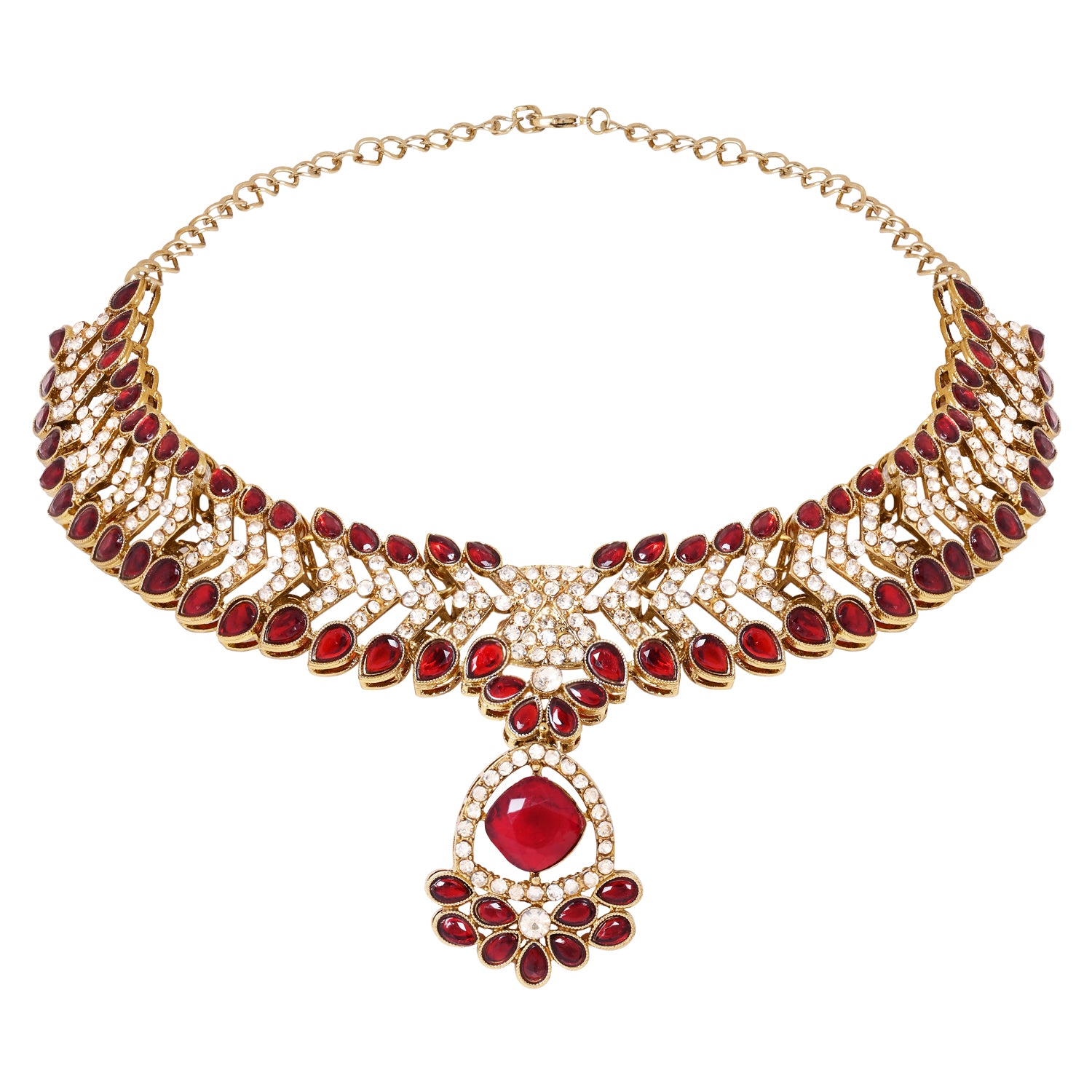 Aryahi - Bold Maroon Bridal Necklace Set