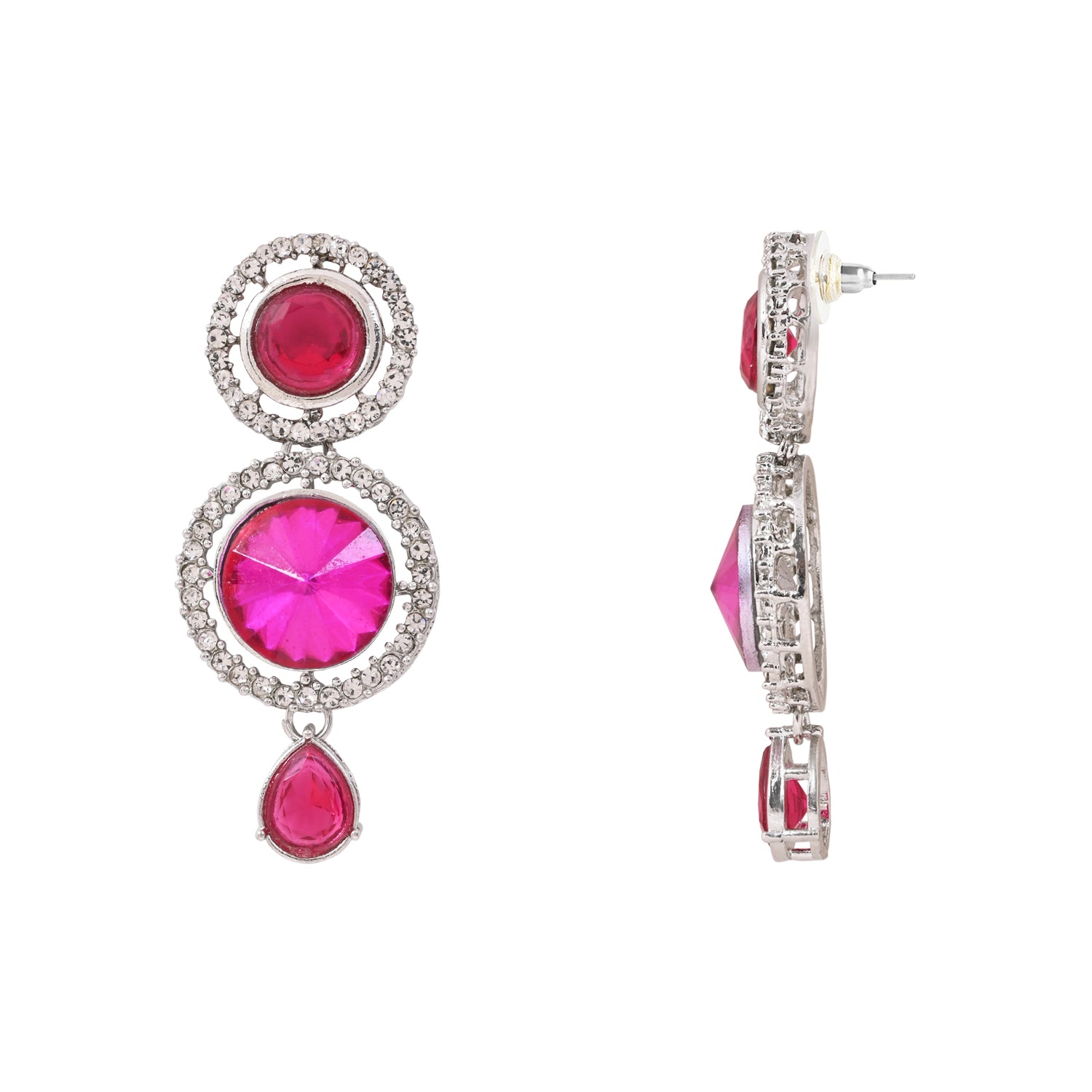 Lipsa - Emerald PinK Silver Plated Necklace Set