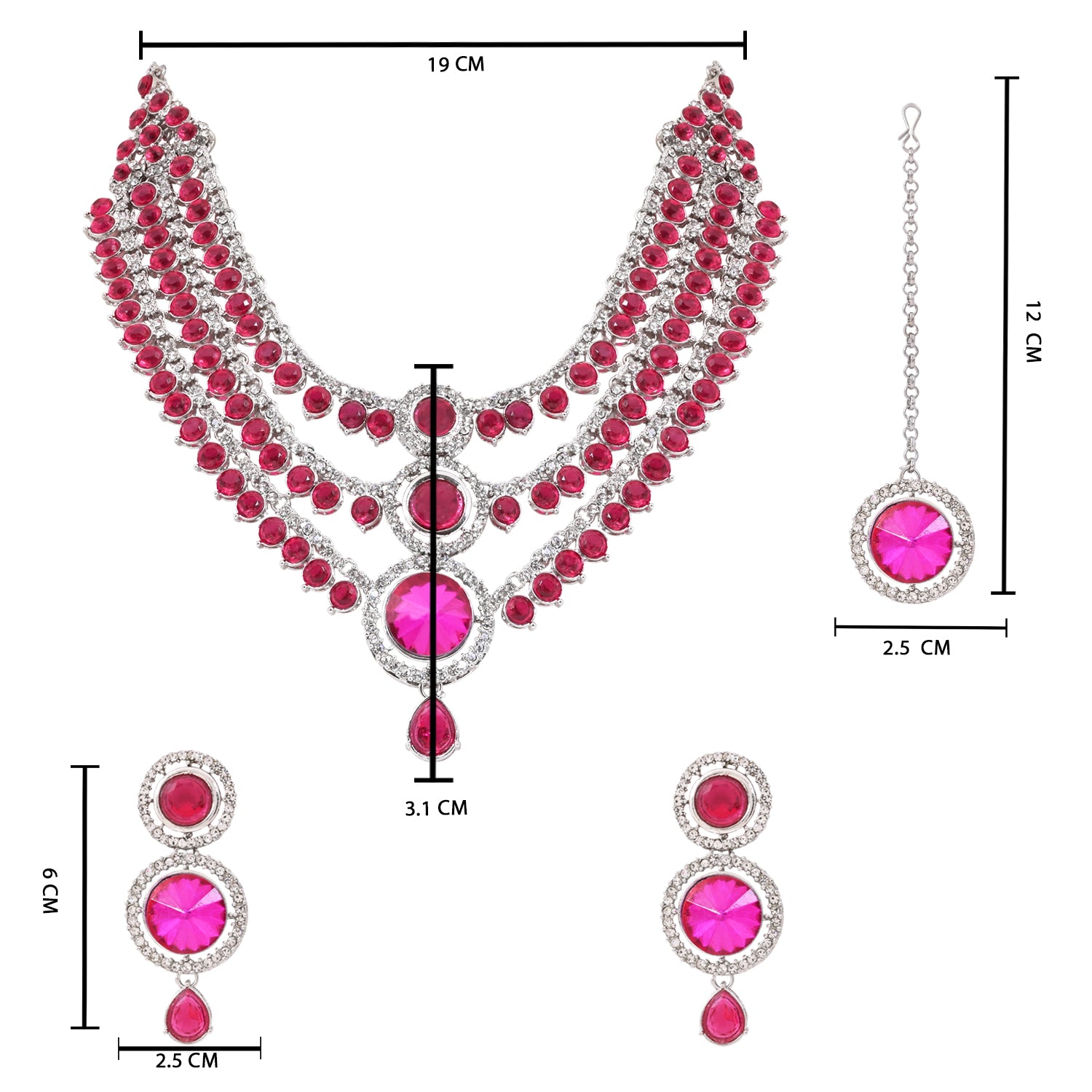 Lipsa - Emerald PinK Silver Plated Necklace Set