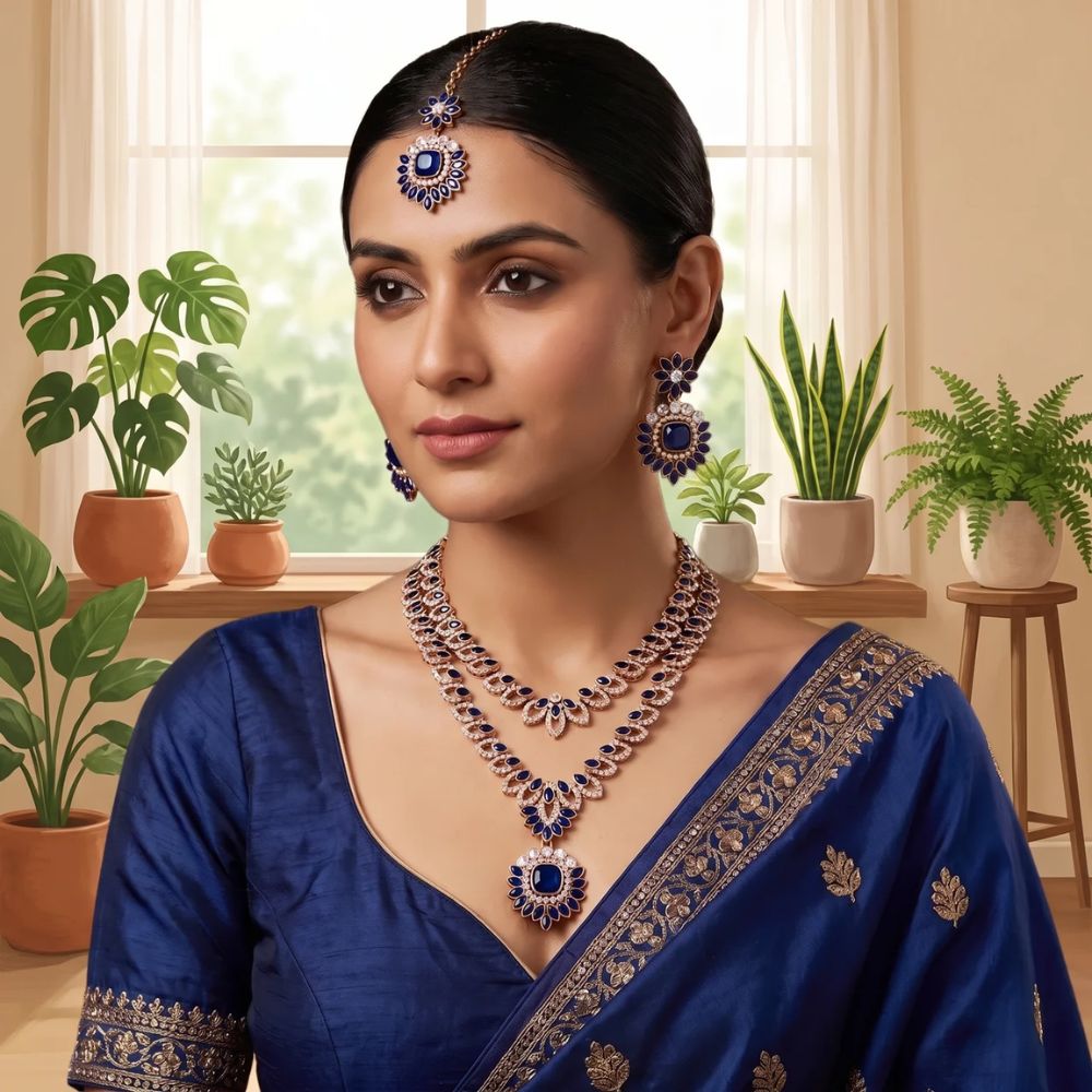 Ashvika -Montana colour Dual Layer Necklace Set