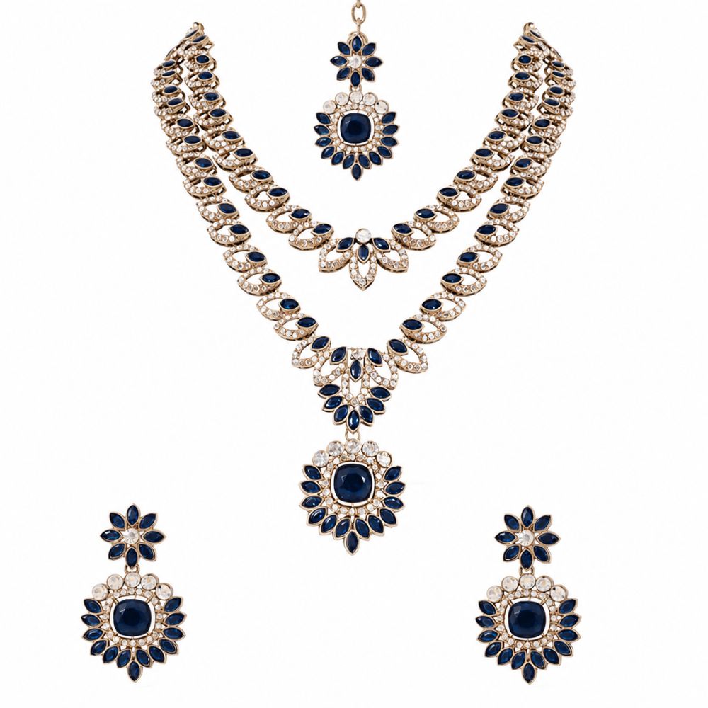 Ashvika -Montana colour Dual Layer Necklace Set