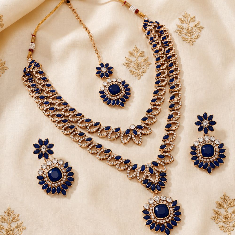Ashvika -Montana colour Dual Layer Necklace Set