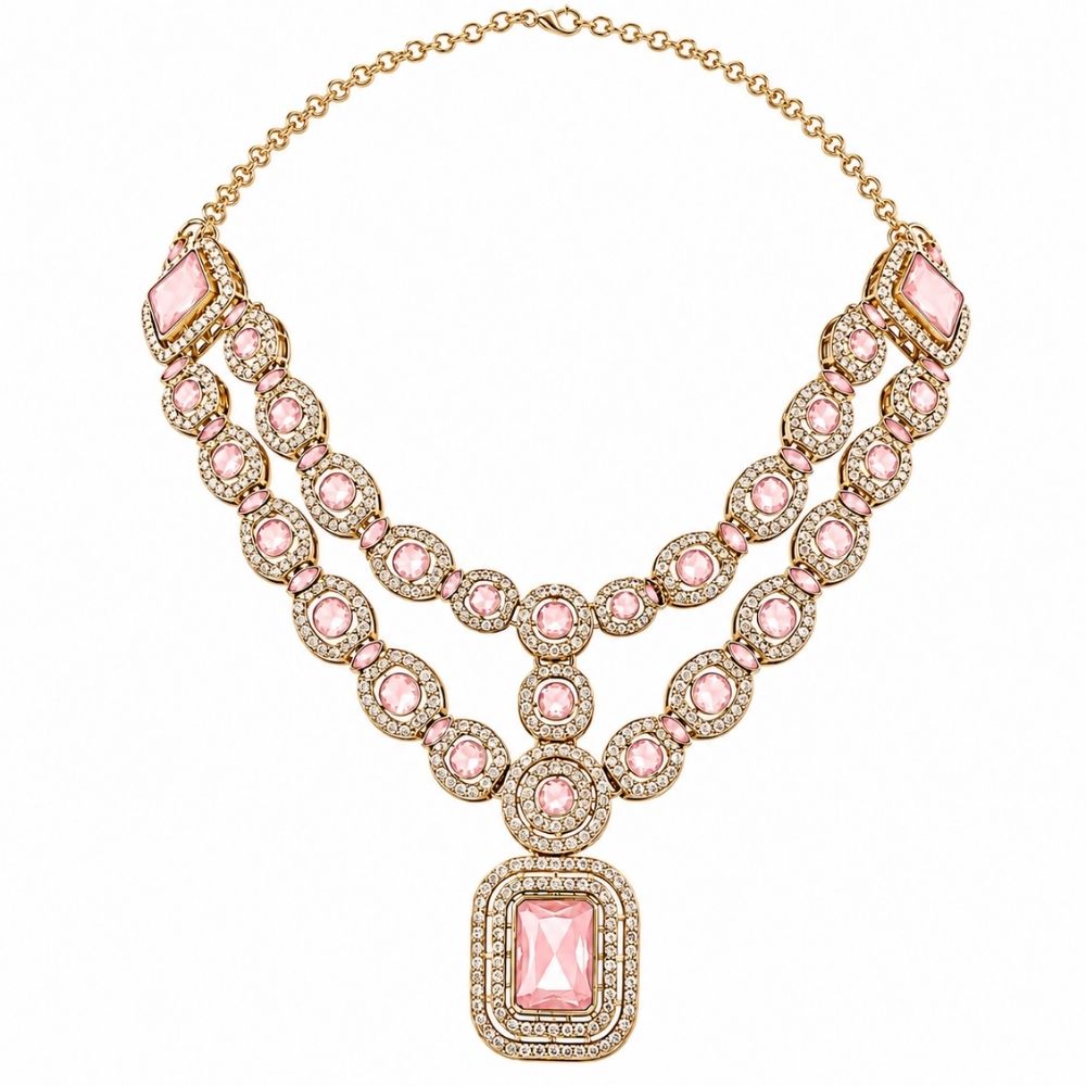 Divyani - Pink Kundan Statement Necklace Set