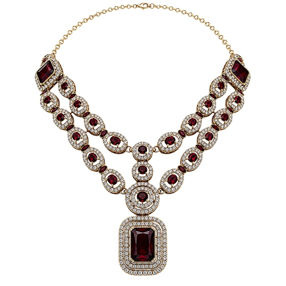 Divyani - Wine Kundan Statement Necklace Set