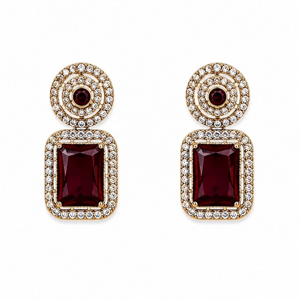 Divyani - Wine Kundan Statement Necklace Set