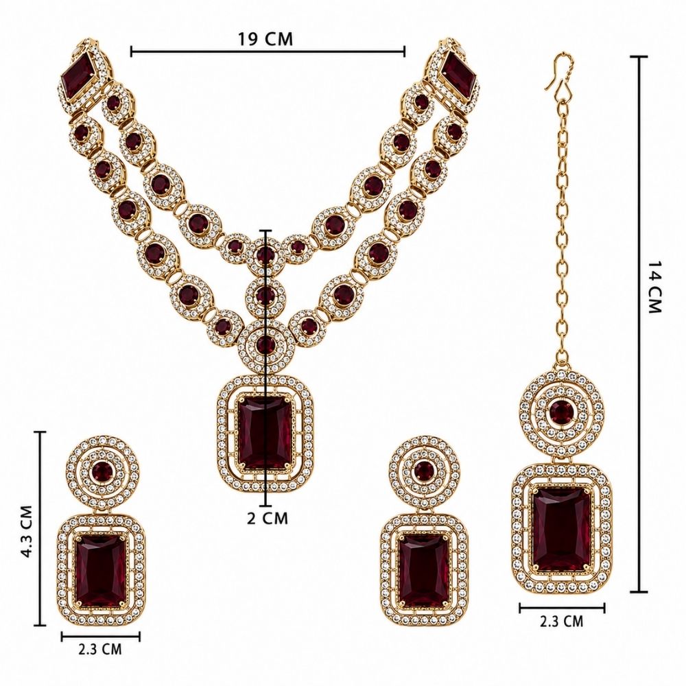 Divyani - Wine Kundan Statement Necklace Set